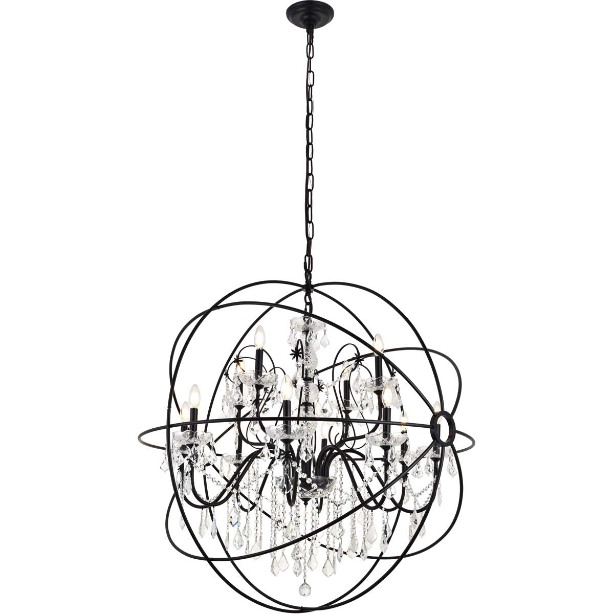 Living District Cordelia 12-Light Transitional Metal Pendant in Black