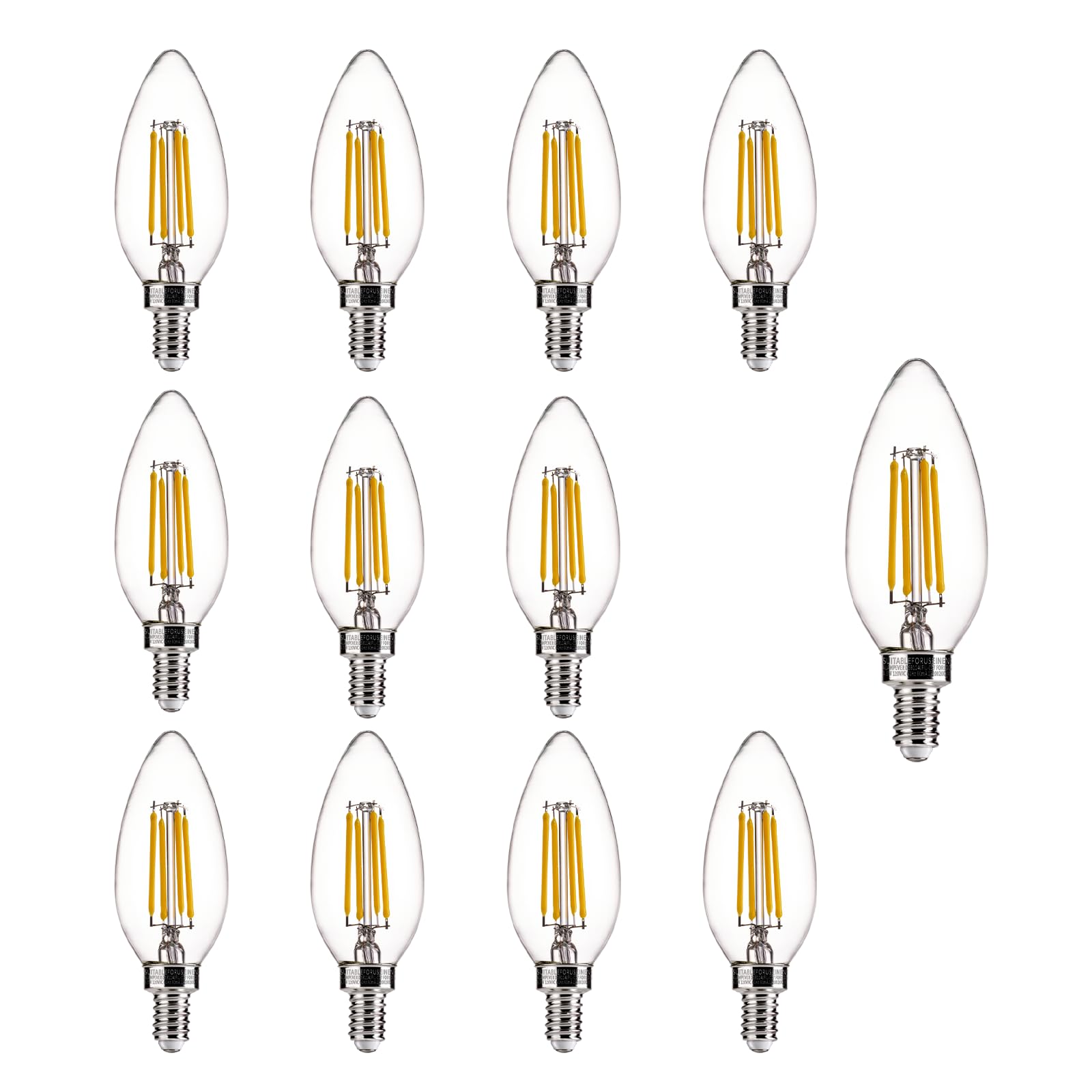 Alampever Chandelier Light Bulbs, 60W Equivalent Candelabra Bulb, E12 Led Bulb 2700K Soft White, 450Lm, Candle Light Bulbs 12 Pa
