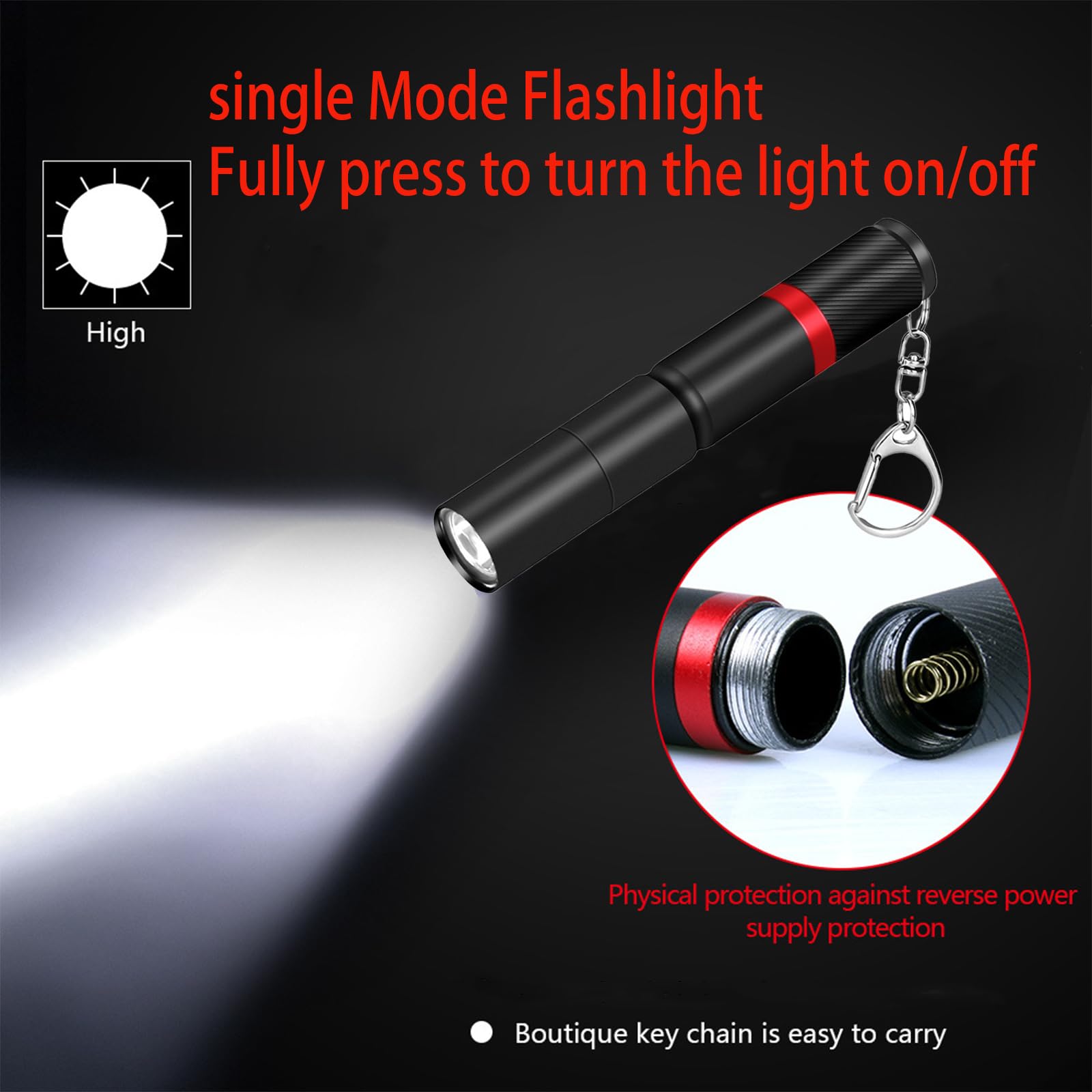 Hilngav Mini LED Keychain Flashlight 3 Pack, Black, AAA Battery, EDC Pen Light for Work & Emergency, Model B1B2-3