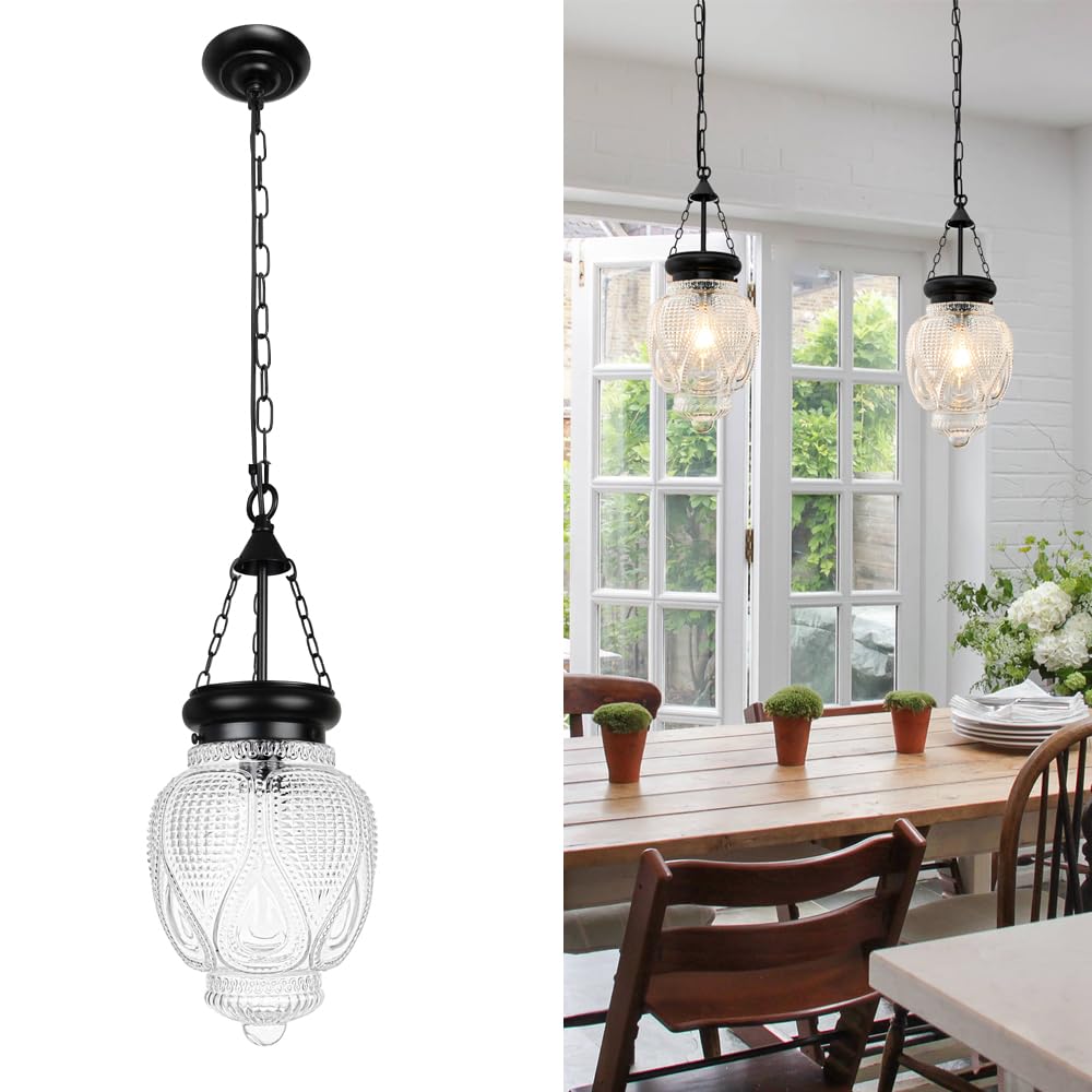 Black Pendant Lights Kitchen Island, Glass Vintage Kitchen Island Lighting, Pendant Lighting over Sink, Farmhouse Pendant Light 