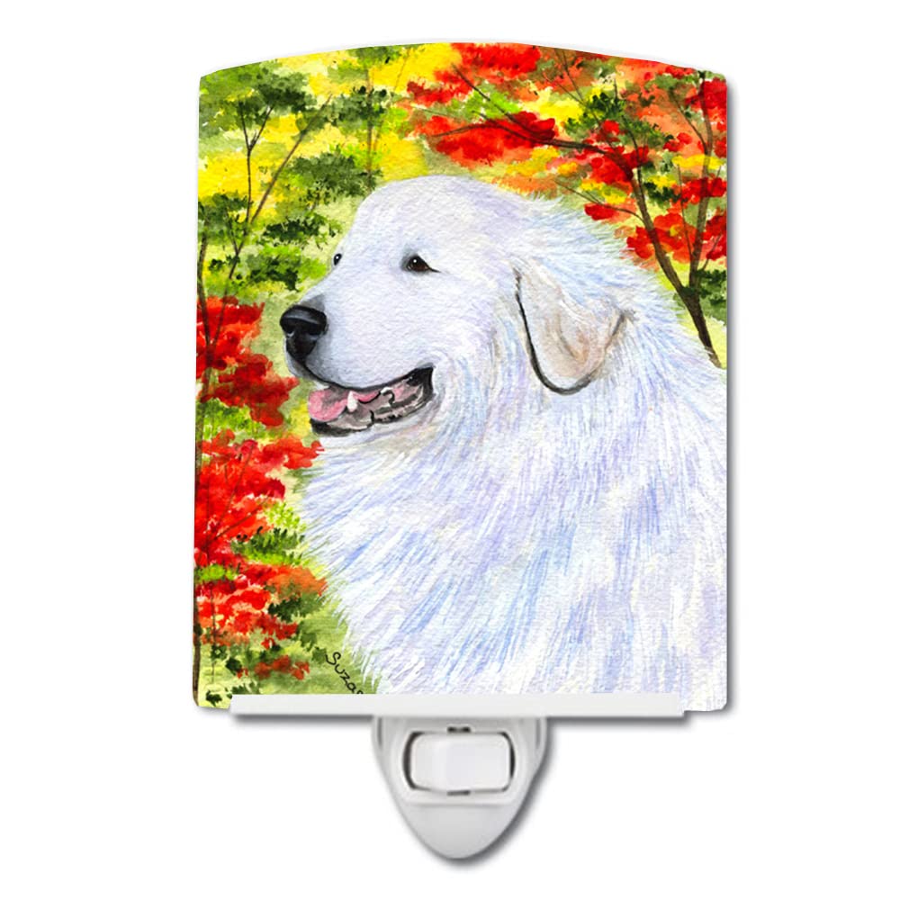 Caroline'S Treasures Ss8235Cnl Great Pyrenees Ceramic Night Light Compact, Ul-Certified, Ideal For Bedroom, Bathroom, Nursery, Hallway, Kitchen, 6X4X3, Multicolor