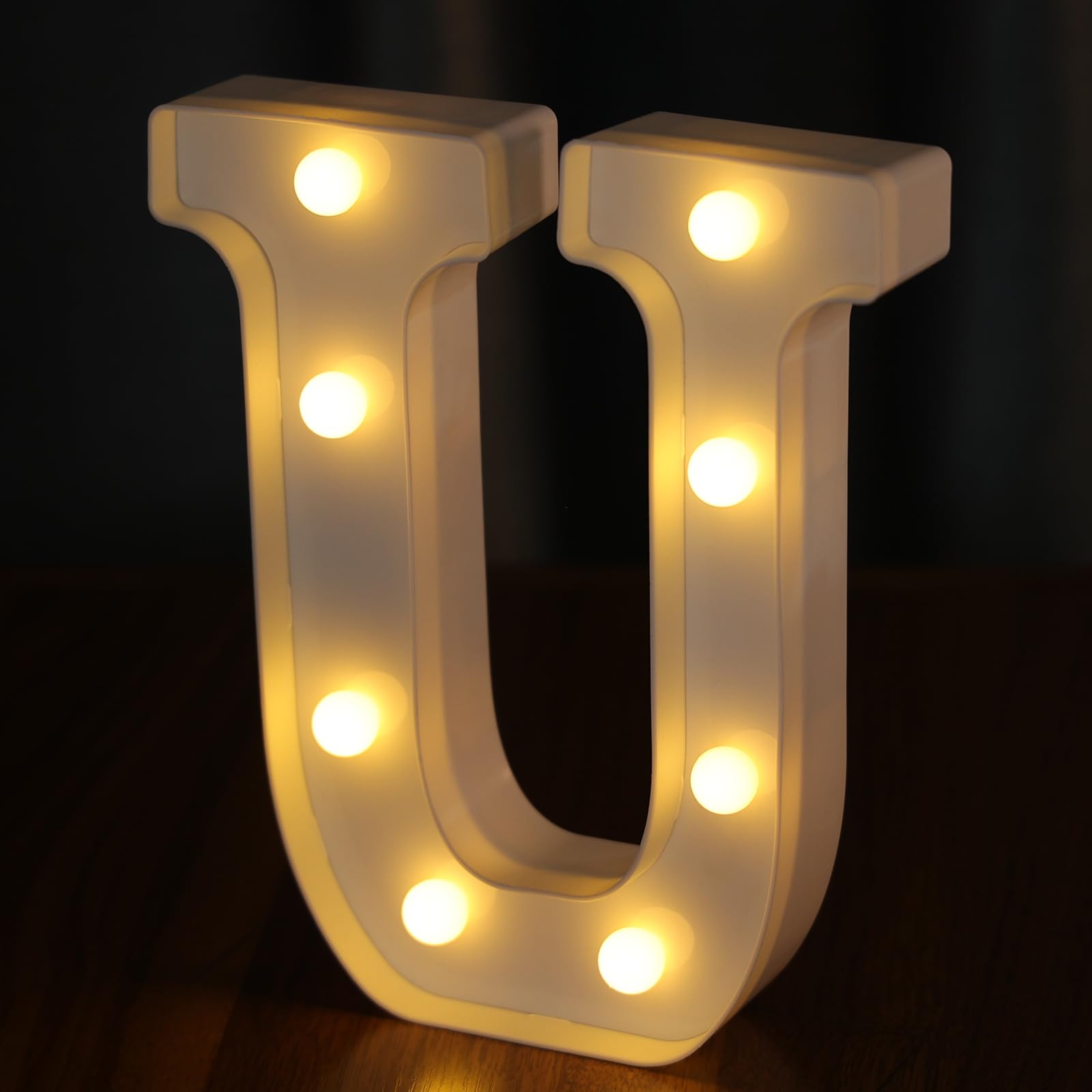 IFDGCTK Light Up Letters - Decorative LED Alphabet U, Battery Powered, Compact Warm Light Plastic Home Decor