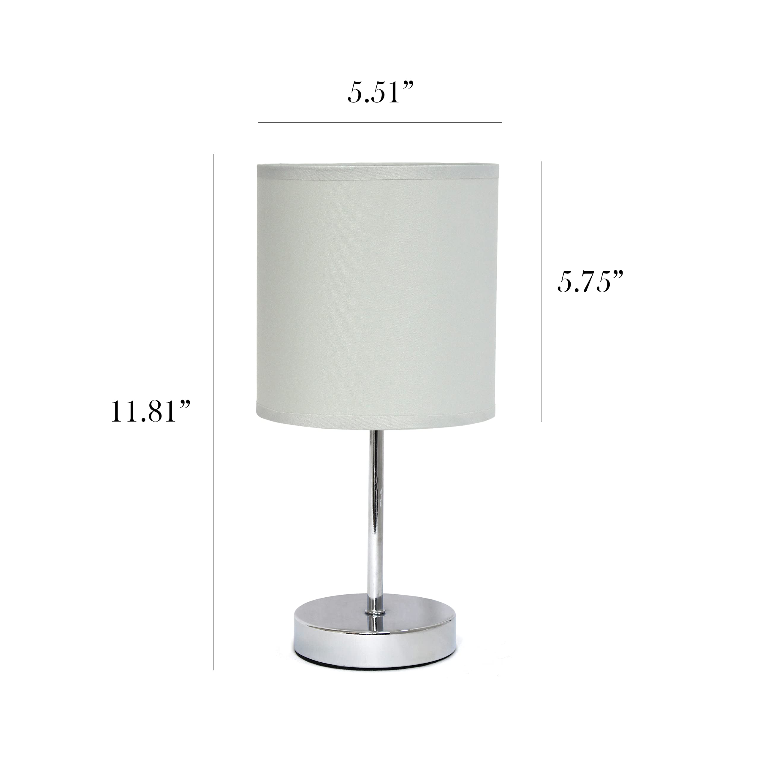 Simple Designs LT2007-SLT Chrome Mini Table Lamp Set, Slate Gray, Pack of 24, Metal, Ideal for Living Room, Nightstand, Desk