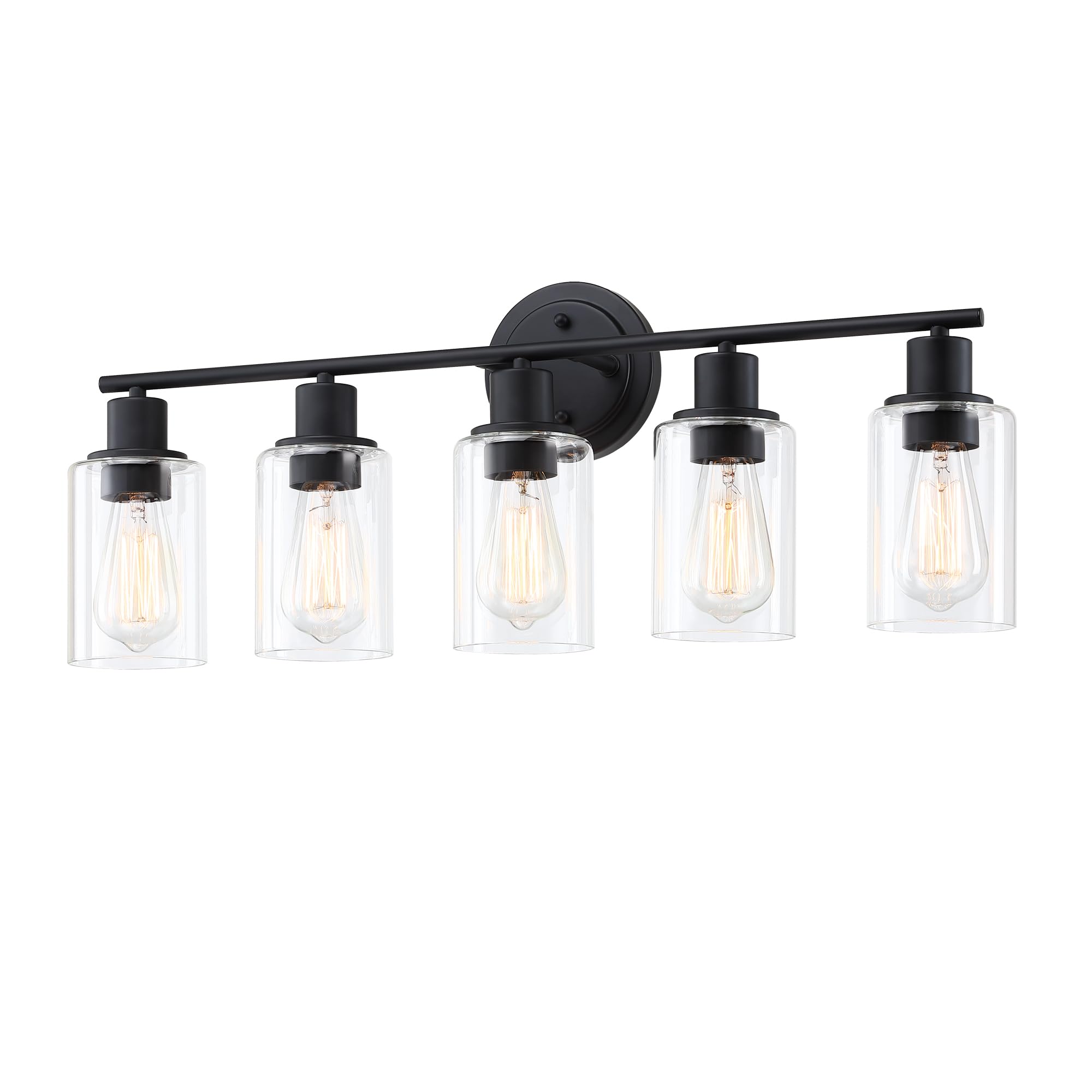Faymart Lighting 5-Light Black Bathroom Vanity Light Fixture Over Mirror - 5 Bulb Black Wall Sconce For Bathroom Bedroom Hallway Wall Mount Fixture Over Kitchen Sink