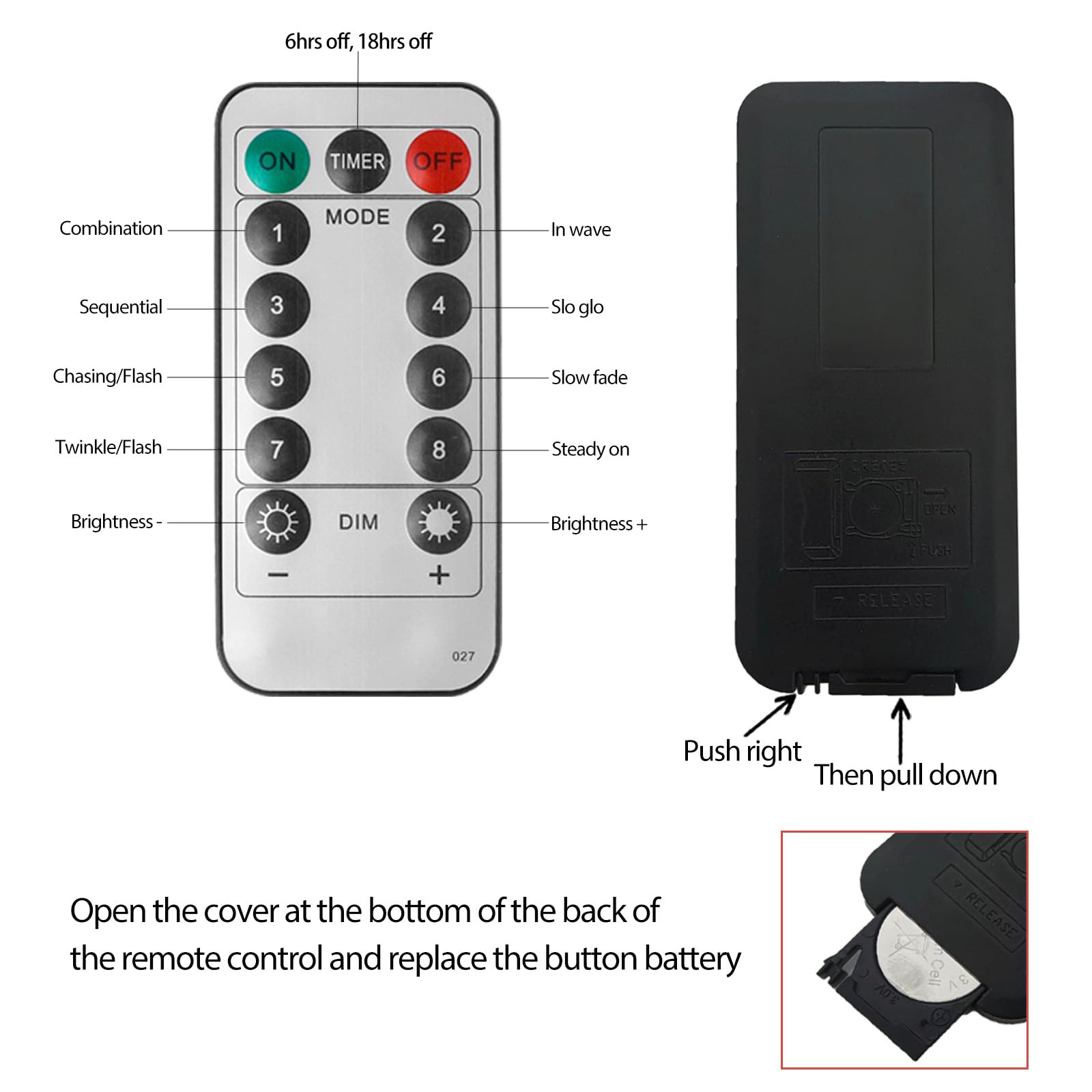 Filltown Battery Operated Christmas Lights, 33Ft 100 LED, Warm White, Auto Timer, 8 Modes, Remote Control, Black Wire