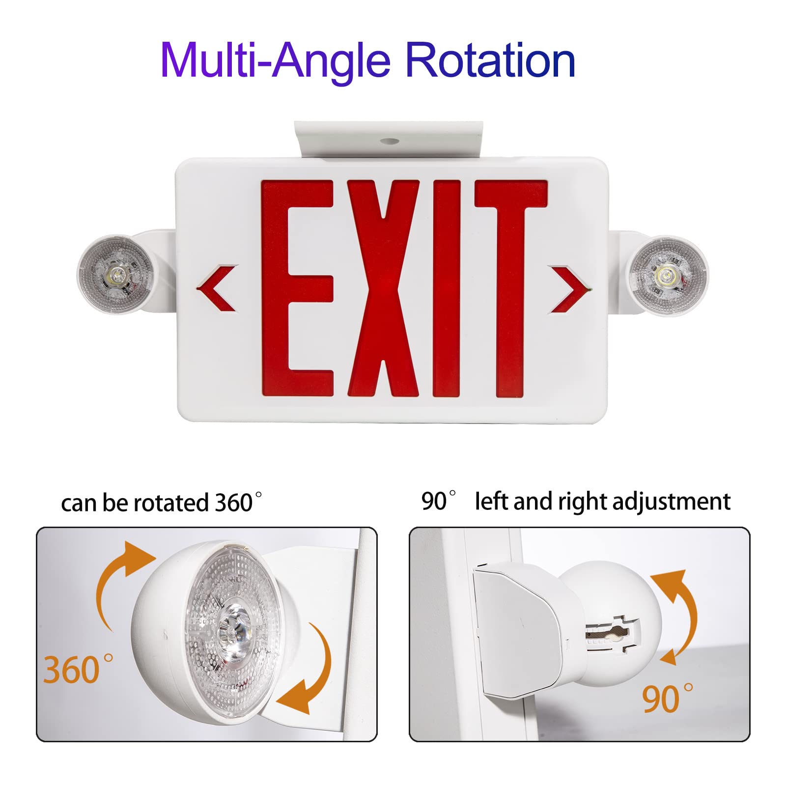 CM MZY Red Emergency Light, 2 Pack, Battery Backup, UL Certified, Plastic, AC 120/277V