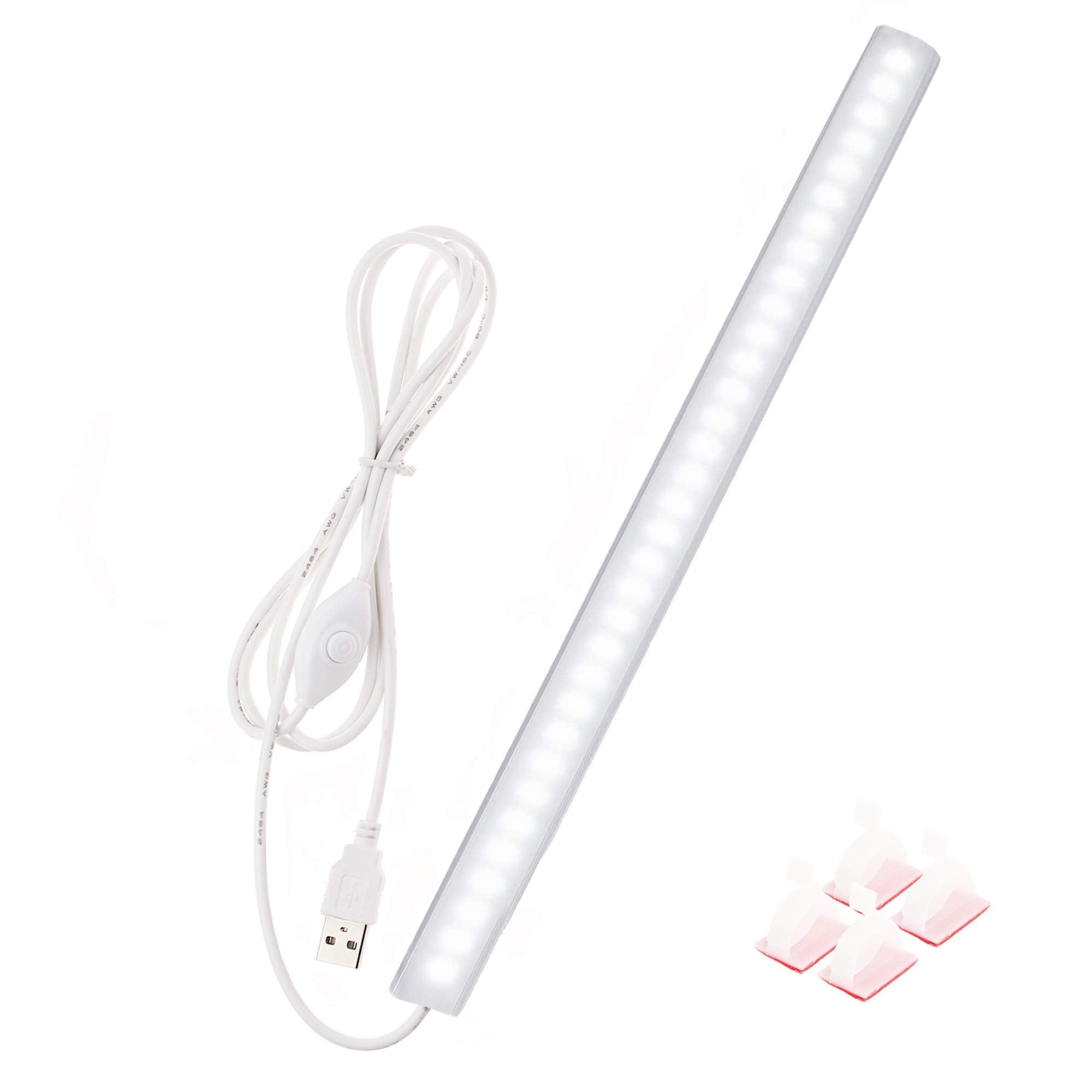 JUSJUBR Under Cabinet Light, 12 Inch LED Closet Light, Cold White 6000K, Super Slim Dimmable, Aluminum, White without Plug