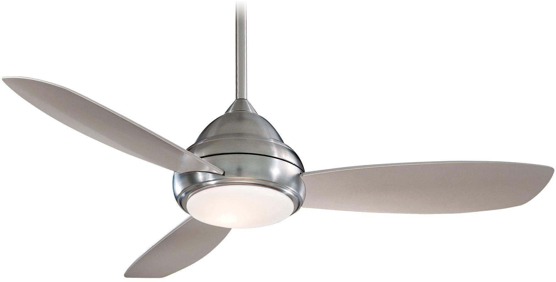 Minka-Aire F517-BN Downrod Mount, 3 Silver / Pewter Blades Ceiling fan with 59 watts light, Brushed Nickel