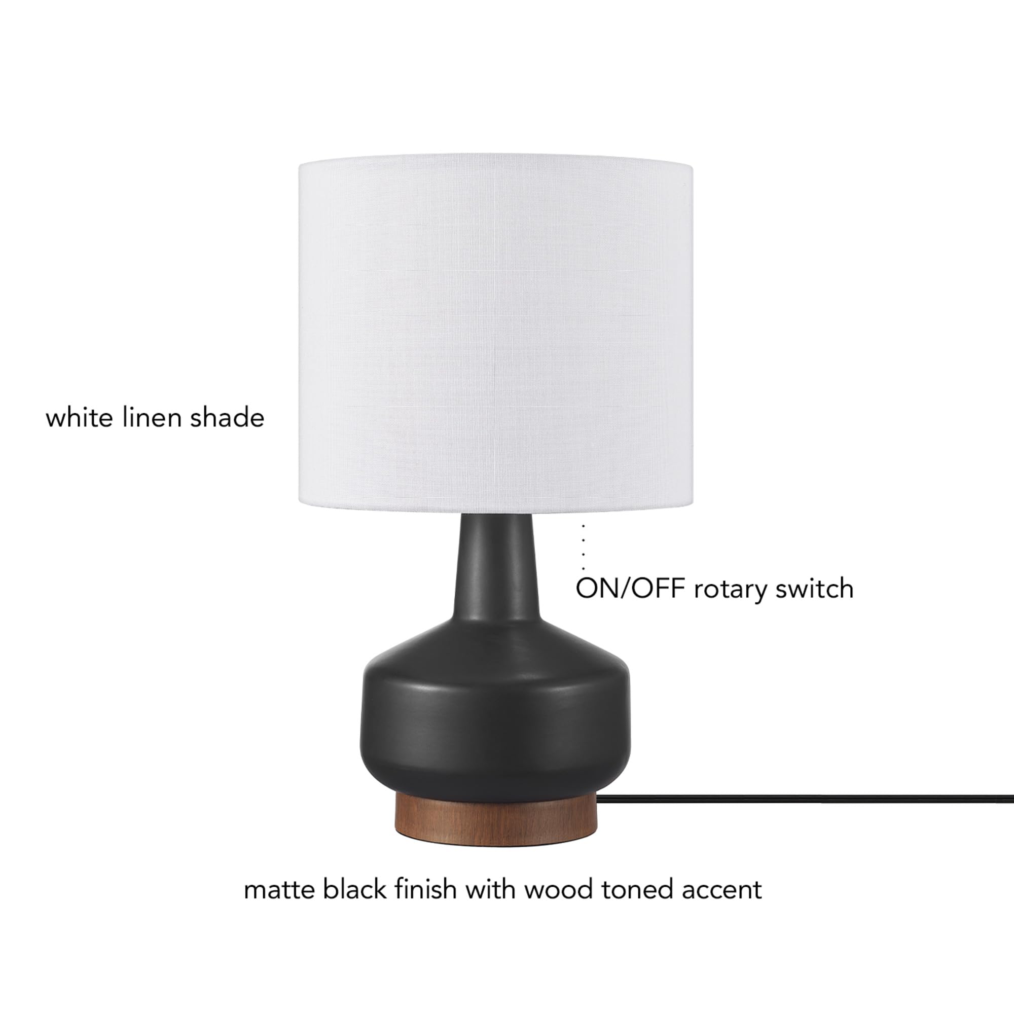 Globe Electric 61000049 17'' Ceramic Table Lamp, Soft Beige Finish, White Linen Shade, On/Off Rotary Switch On Socket, Table Lam