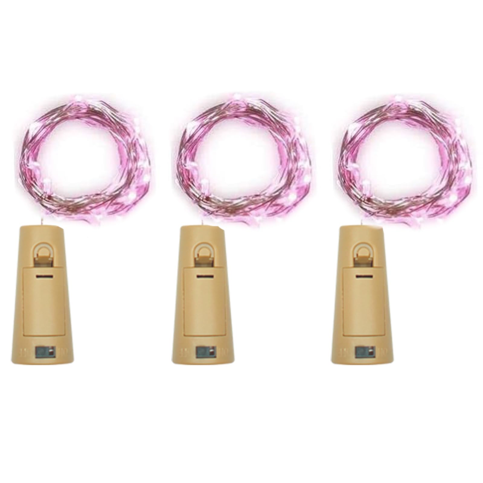 LoveNite Wine Bottle Lights with Cork, Battery Operated 20 LED Cork Shape Silver Wire Colorful Fairy Mini String Lights(No Bottles) for DIY, Party, Decor, Christmas, Halloween,Wedding (3, Pink)