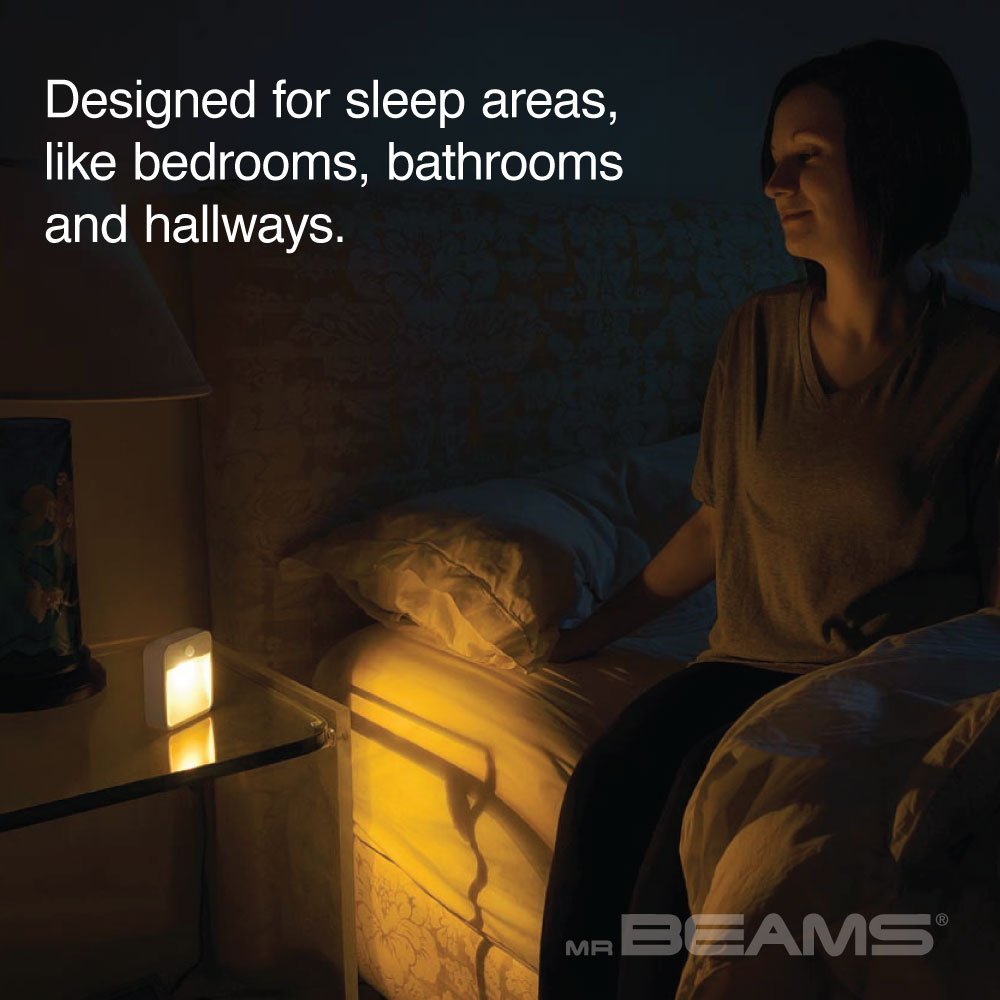 Beams Mb720A 20 Lumen Amber Led Sleep Friendly Wireless Battery Powered Motion Sensing Nightlight, 3-Pack, White
