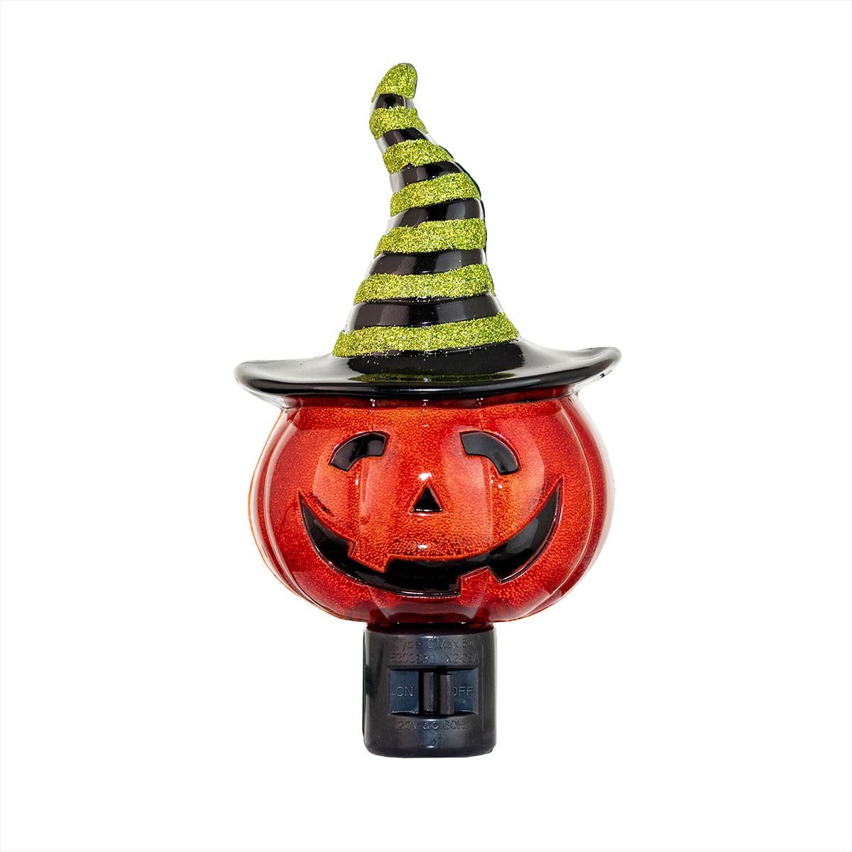 Novelty Lights LED Pumpkin Night Light with Witch Hat, Plastic, Halloween, Swivel Plug