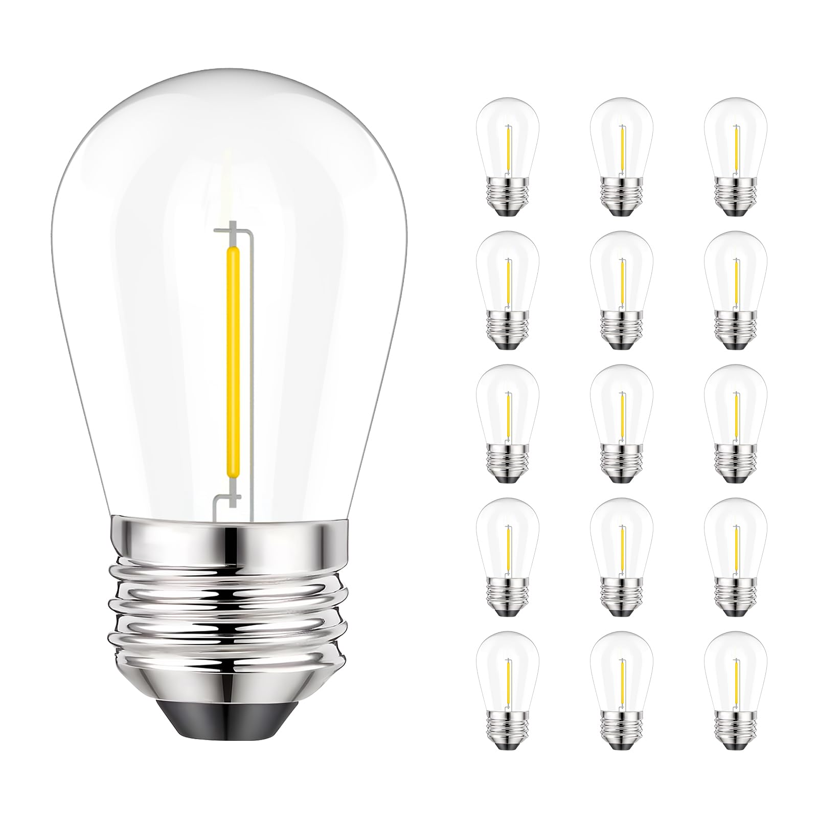 Svater S14 Led Replacement Light Bulbs, 1W Shatterproof Globe Plastic Bulb E26 Base, Dimmable Light Bulbs for Indoor Outdoor Pat