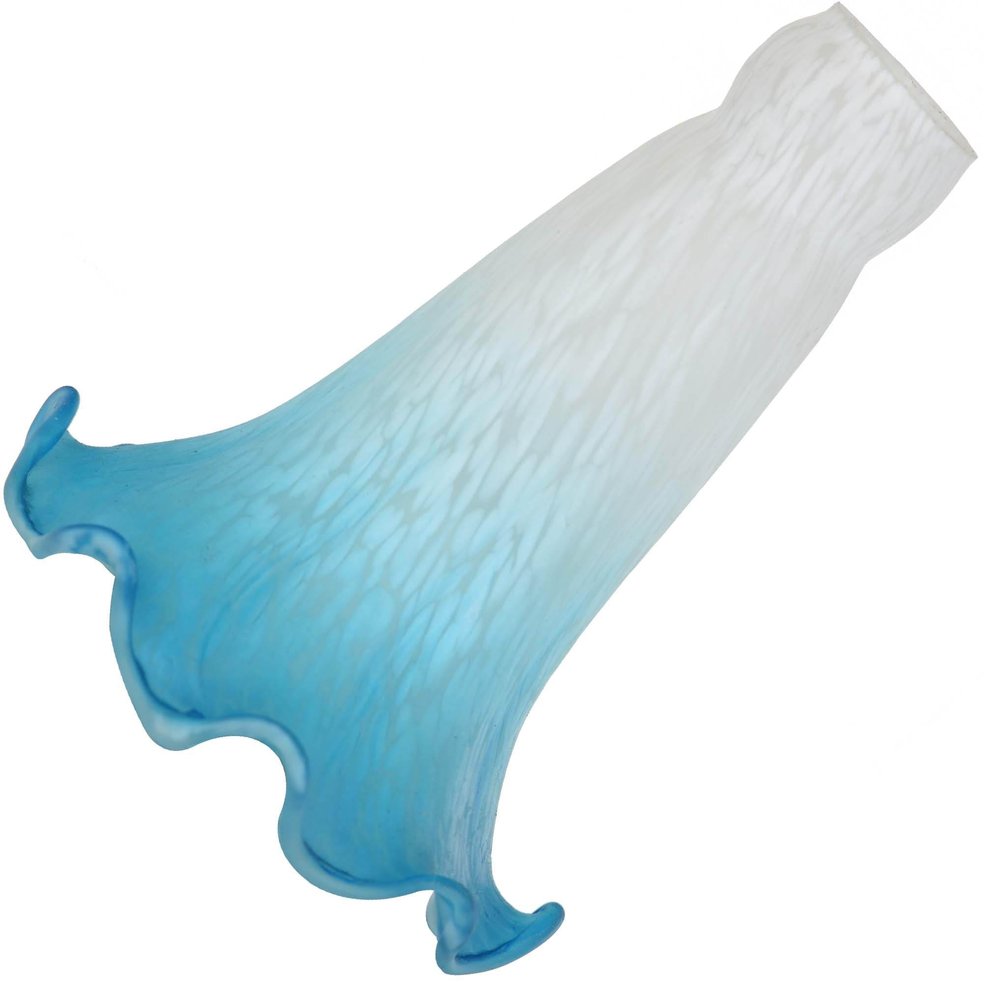 Bieye LS04S Lily Flower Blown Glass Lampshade (White Blue, Opening I.D. 0.87'' x O.D. 1'')