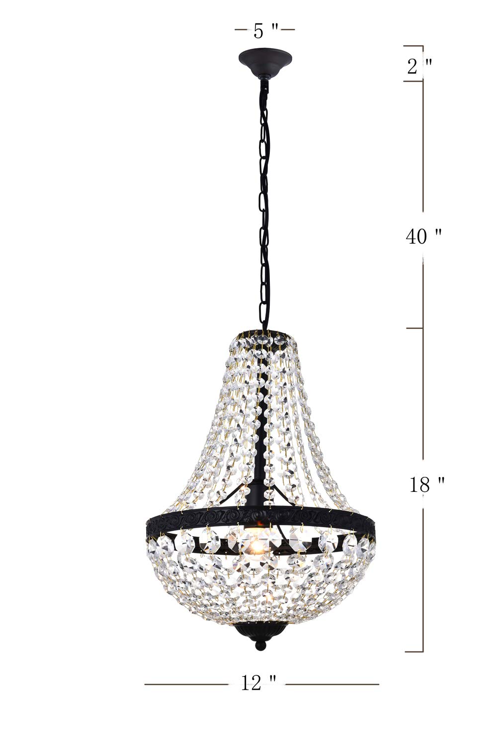 Bestier Modern French Empire Black Finish Farmhouse Crystal Pendant Chandelier Lighting Led Ceiling Light Fixture Lamp Dining Ro