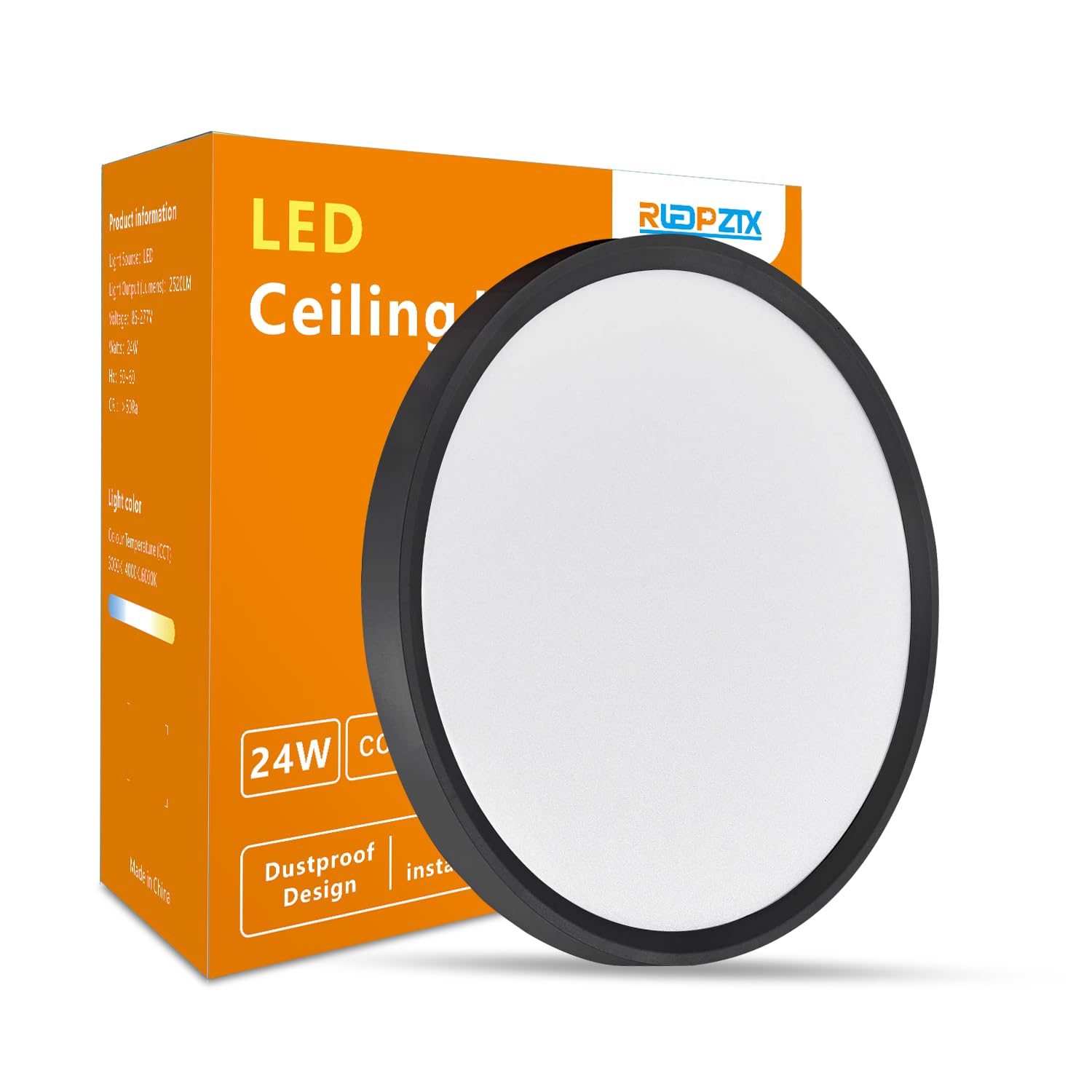 RLEDPZTX Led Flush Mount Ceiling Light 16 Inch 32w 3480lm 3CCT Selectable Black Model LG-SFXDD-16IN-1PK-HS-US