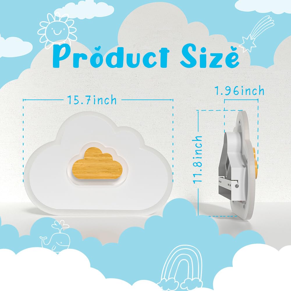 Led Ceiling Light 26W Wood Cloud Cartoon Kids Ceiling Light 15.74In Kids Room Light Fixtures Ceiling Mount 3000-6500K With Night