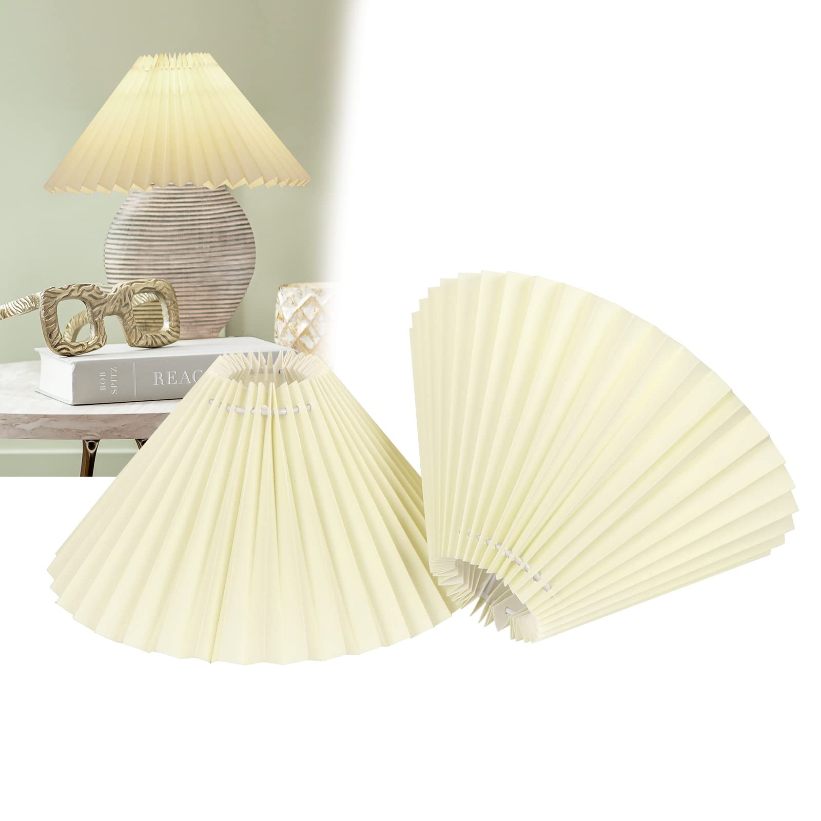 Eumyviv Pleated Lamp Shade for Table Lamp Set of 2, Small Lampshade Colth Bell Lamp Shades for floor lamps and Bedside Nightstan