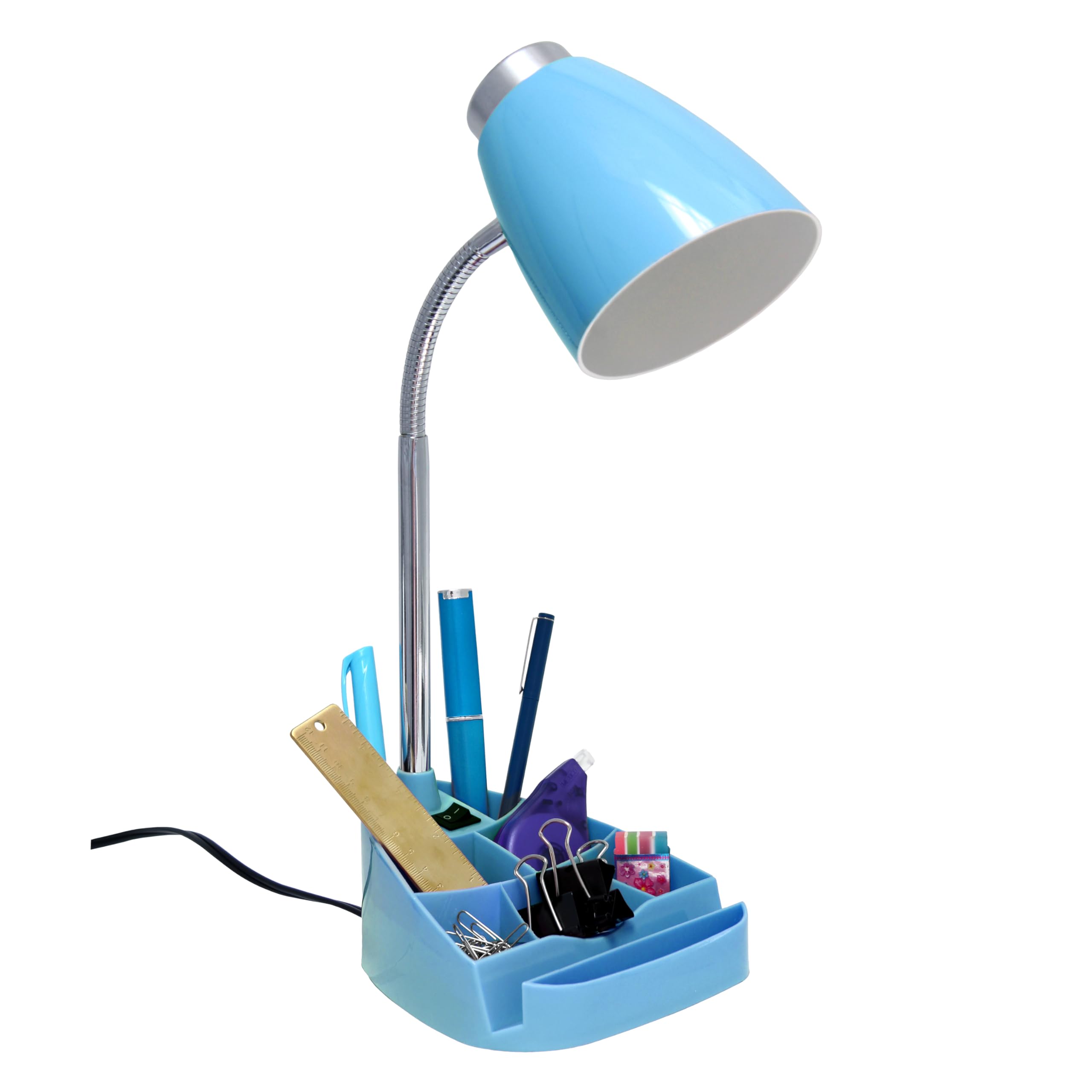 Simple Designs Gooseneck Desk Lamp With Ipad Stand, Blue, Abs Plastic, Model Ld1002-Blu, Pack Of 1