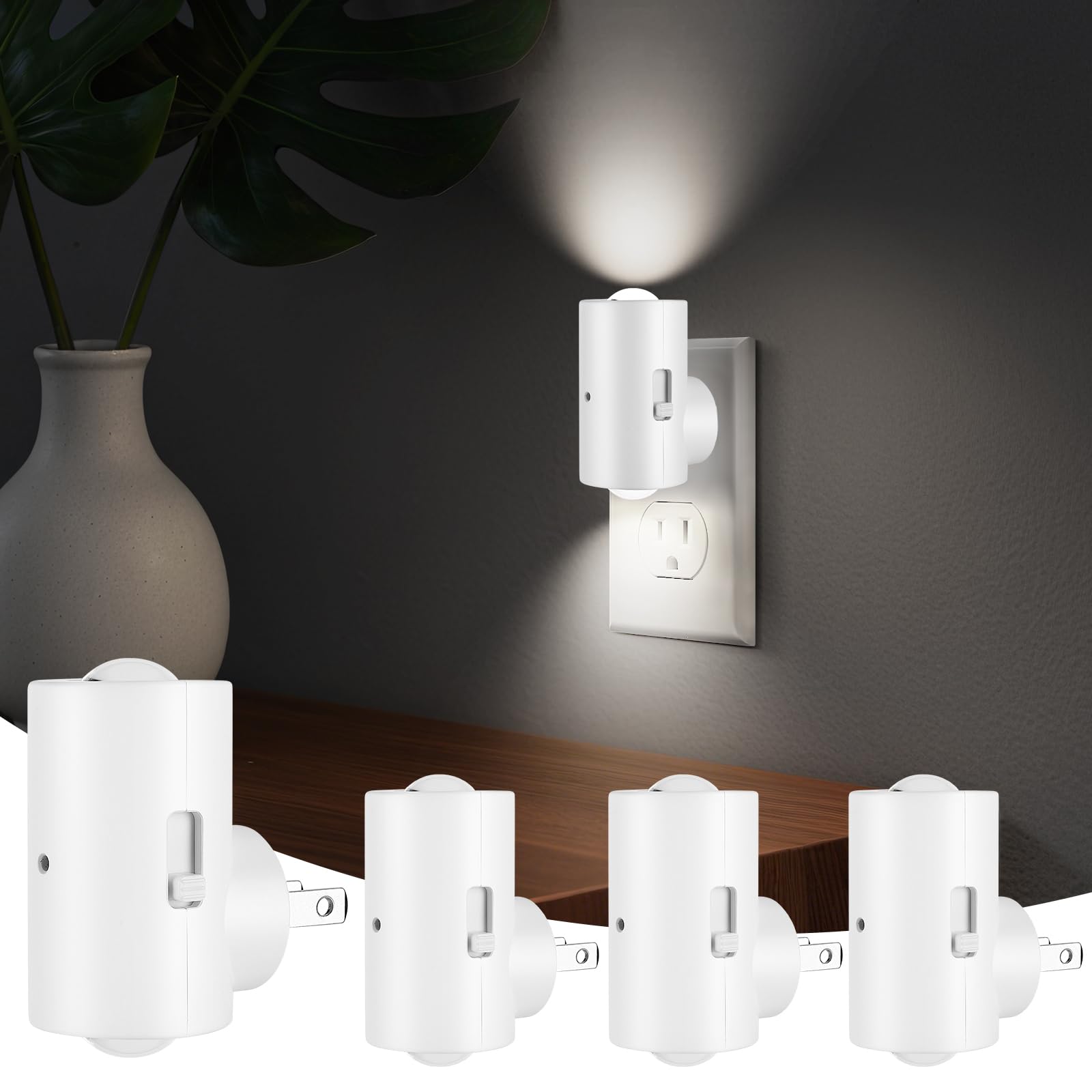 BMXKPO LED Night Light Plug in, Modern Plug-into Wall NightLight, Adjustable 0-200LM Brightness,Daylight 5000K,Dimmable Night Li