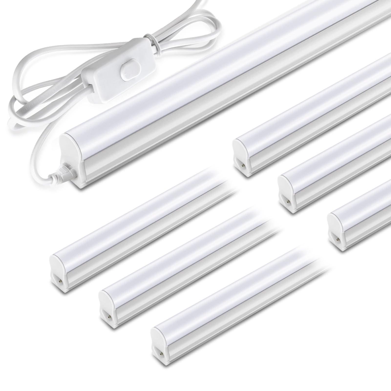 Pak 4FT LED Shop Lights, 2300LM 6500K Cool White, 20W Energy-Saving Super Bright Linkable T5 Ceiling and Under Cabinet Lighting 