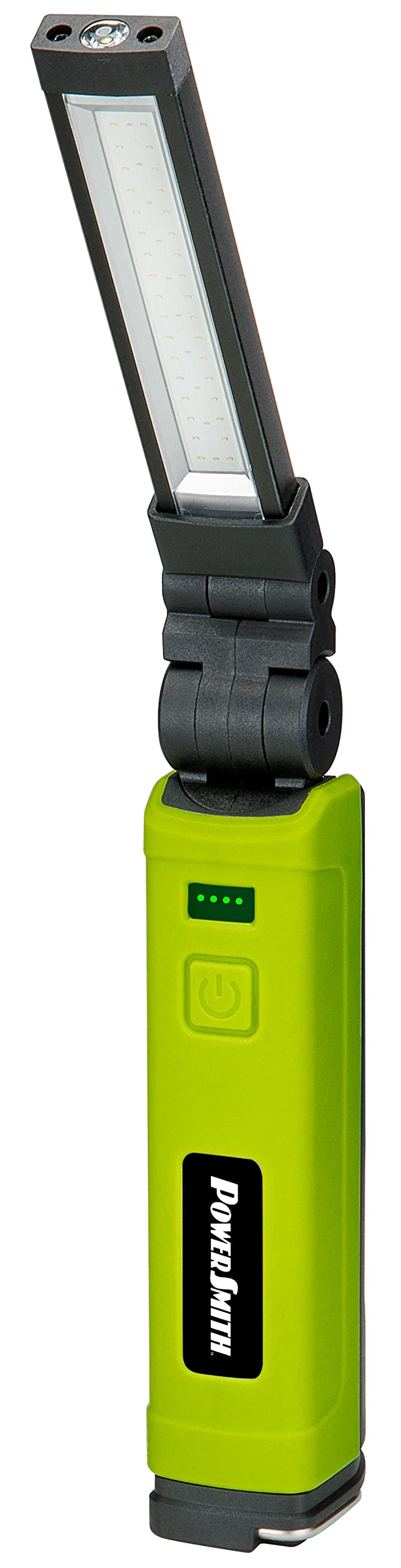 Powersmith Foldable Rechargeable Work 600 Lm Magnetic Light With Flood, Spot, Uv Modes, And Usb Output For Mobile Device Chargin