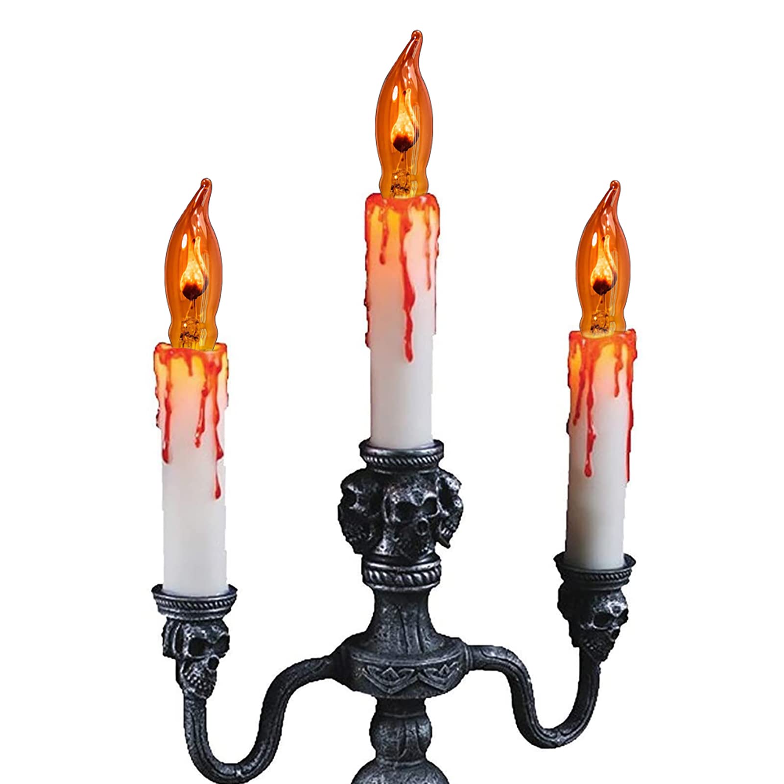 Bokoiuu Candelabra Flicker Flame Light Bulbs, C18 Orange Flame, 120V, 1W, E12 Base, 12 Pack, Glass