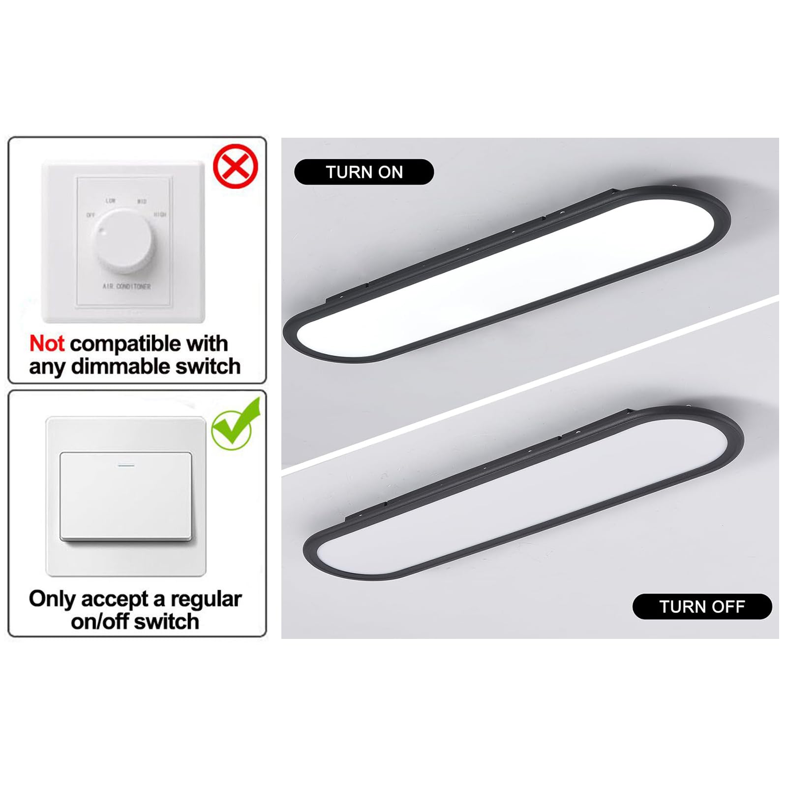 Ganeed Modern Linear Ceiling Lights,36W Led Ceiling Lamp, High Brightness Long Ceiling Light,27.6 Inch Ultra Thin Low Profile Li