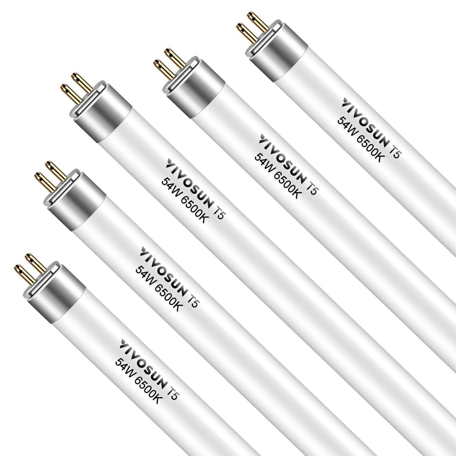 Vivosun T5 Grow Light Bulbs 54W 6500K Ho Fluorescent Tubes Light Bulbs, Cool White T5 Bulb For 46 Inches T5 Light Fixtures, T5 G