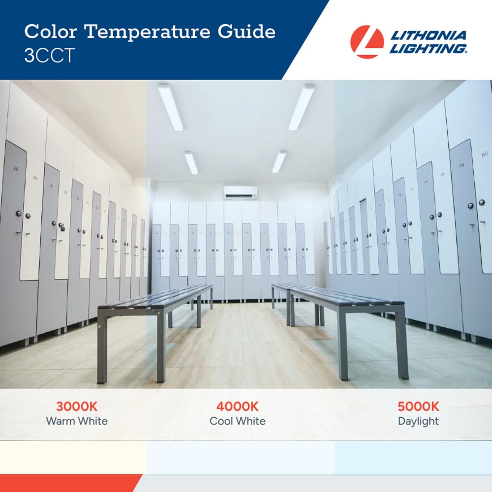 Lithonia Lighting Truwrap 4 Foot Led Ceiling Light Fixture  Low-Profile Wraparound Led Shop Light  Adjustable Lumens  Selectable Warm White/Cool White/Daylight Color  Flat Diffuser  Narrow Width