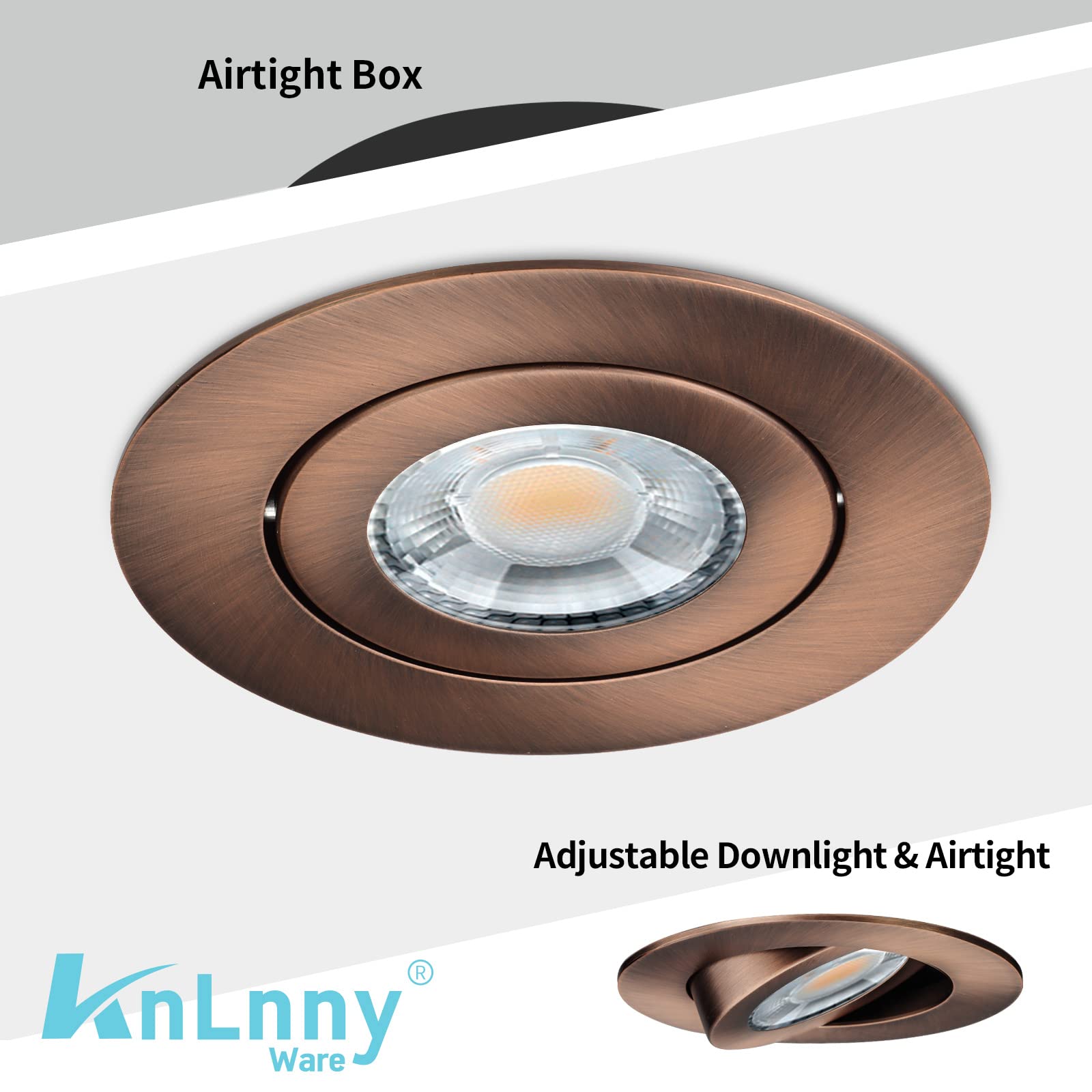 Knlnny Ware Oil Rubbed Bronze 4 Inch Led Recessed Lights 6 Pack, Eyeball Recessed Lights, Led Gimbal,Ceiling Light With Junction