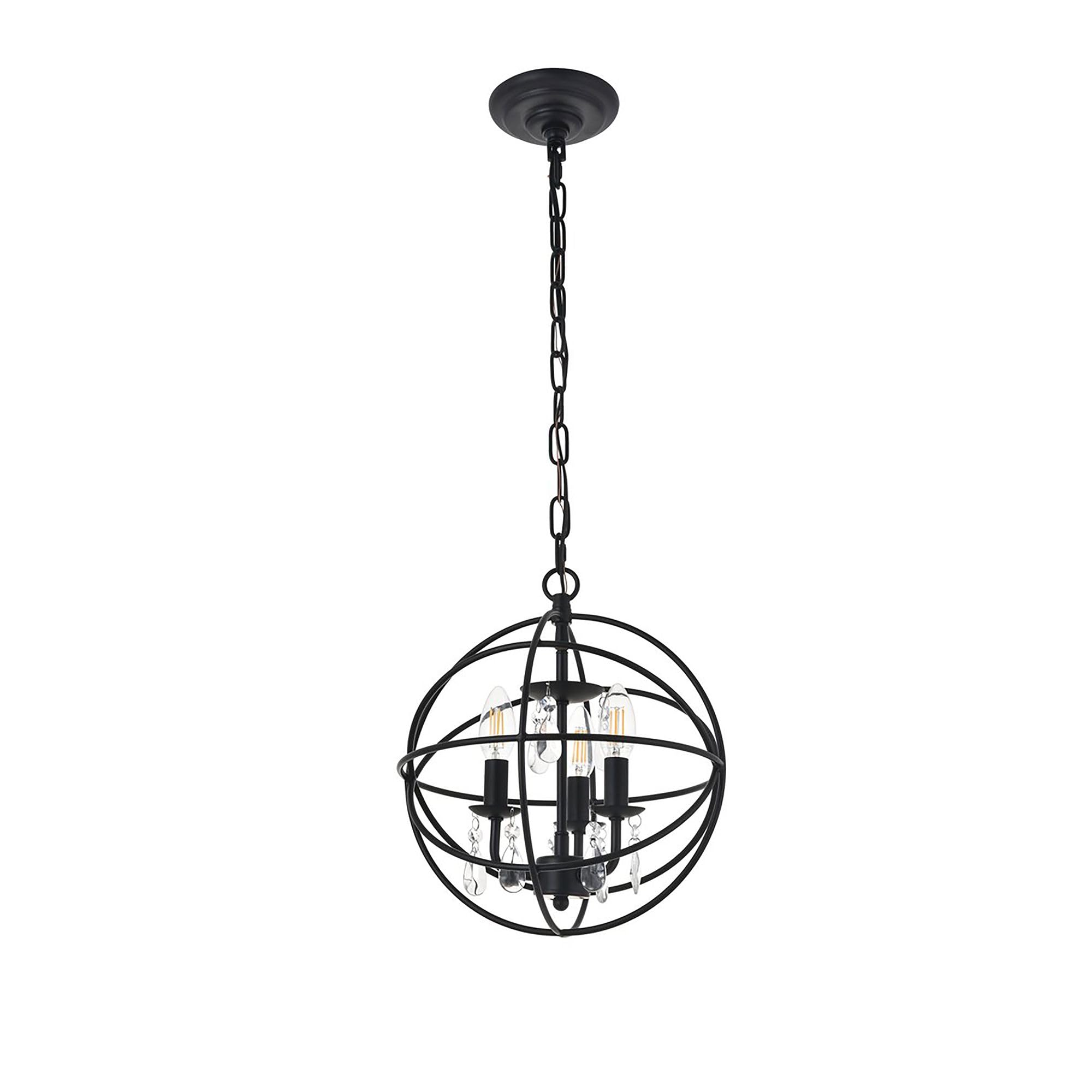 Living District Indoor Modern Home Decorative Bright Ceiling Wallace 3 Light Matte Black Pendant