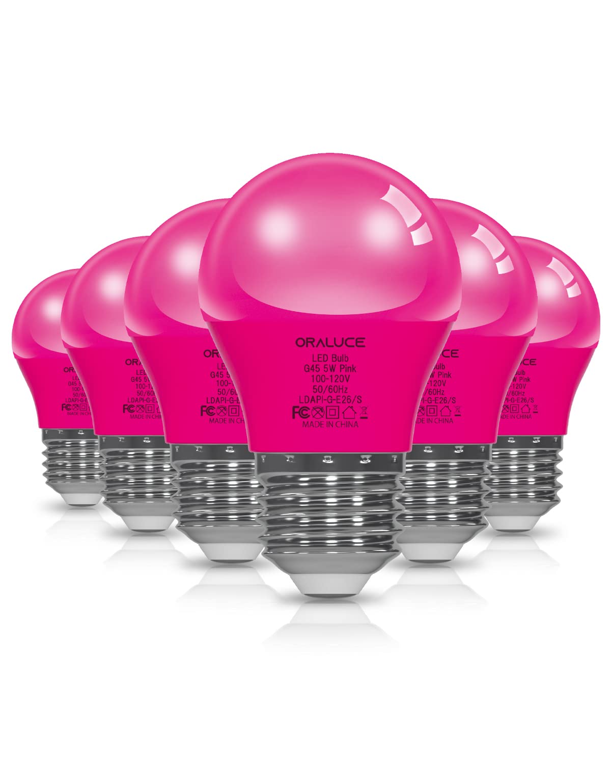 Oraluce Pink Led Porch Light Bulb, 40W Equivalent, 5W 450Lm, 6 Pack For Halloween &