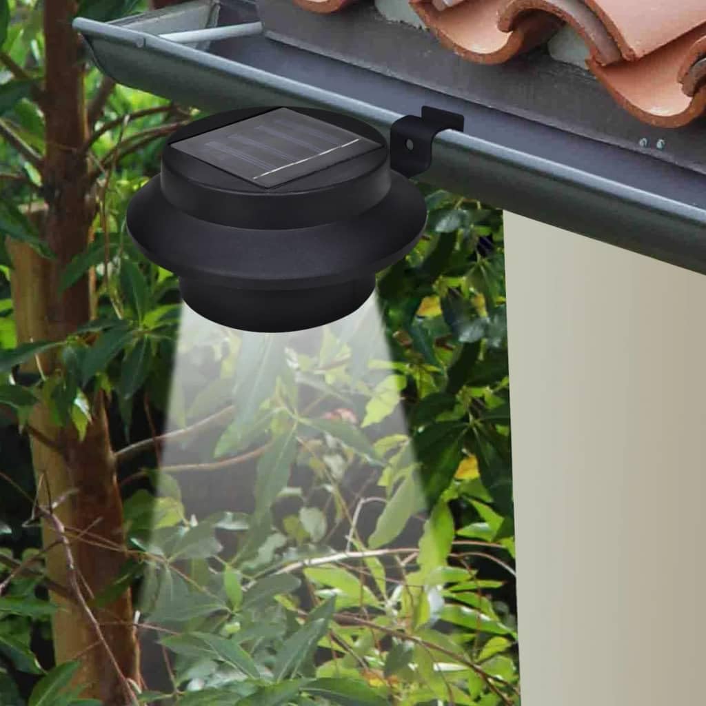 Vidaxl 6 Pcs Outdoor Solar Lamp Set, Led Fence Lights, Black, Durable Plastic, Energy-Saving, Easy Installation, Model 41180