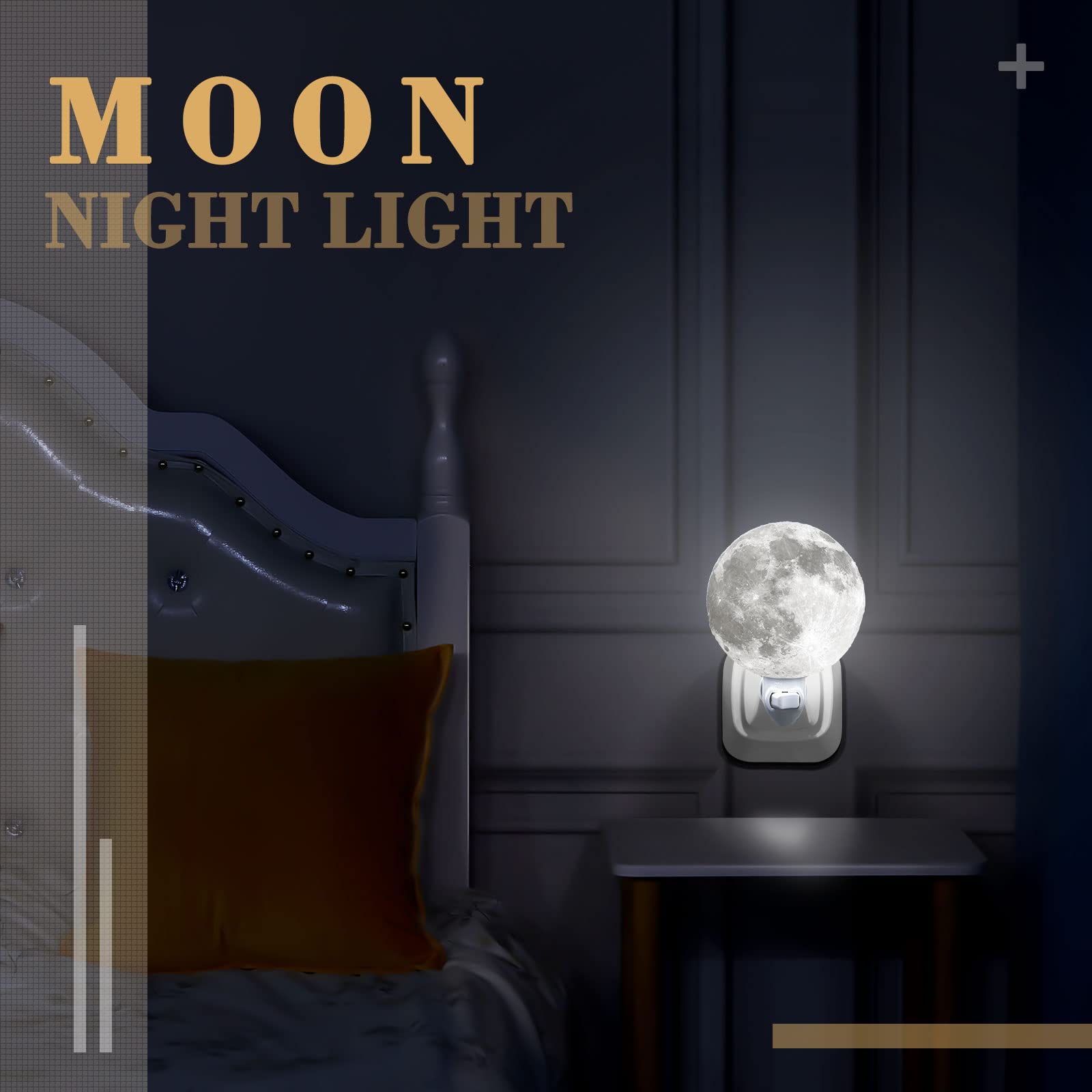 Hortsun 4&quot; Moon Night Light - White Lithophane Led Lamp For Bedroom Decor & Gifts