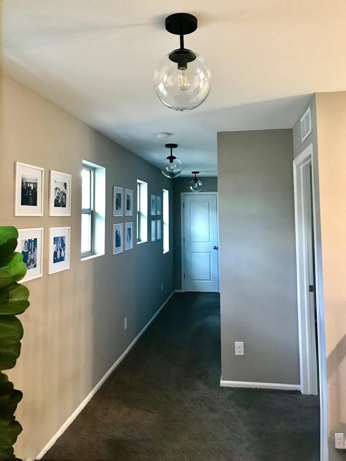 Koko&Yukina Clear Glass Globe Semi Flush Mount Ceiling Light, Matte Black, 8 Inch