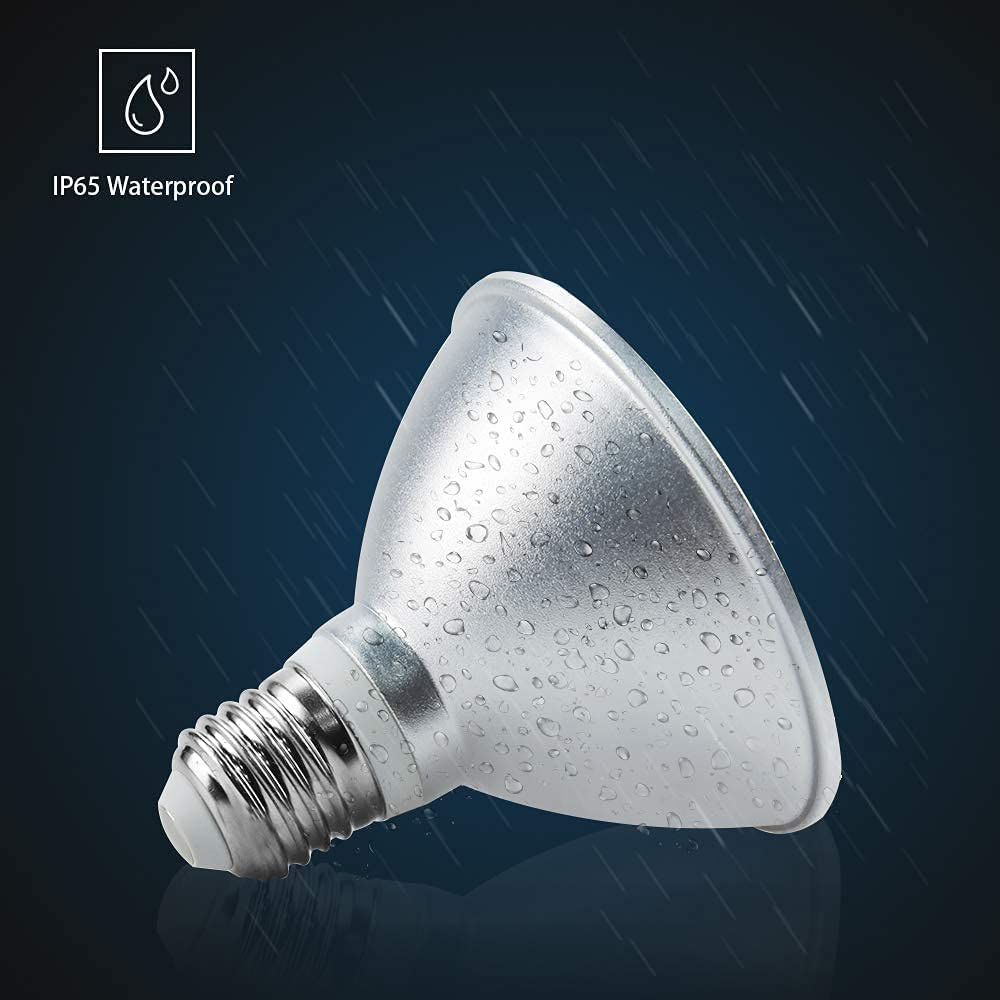 Familite 30W PAR30 RGB LED Flood Light, Dimmable, Waterproof, 2 Count, Silver, Model FLPAR3002