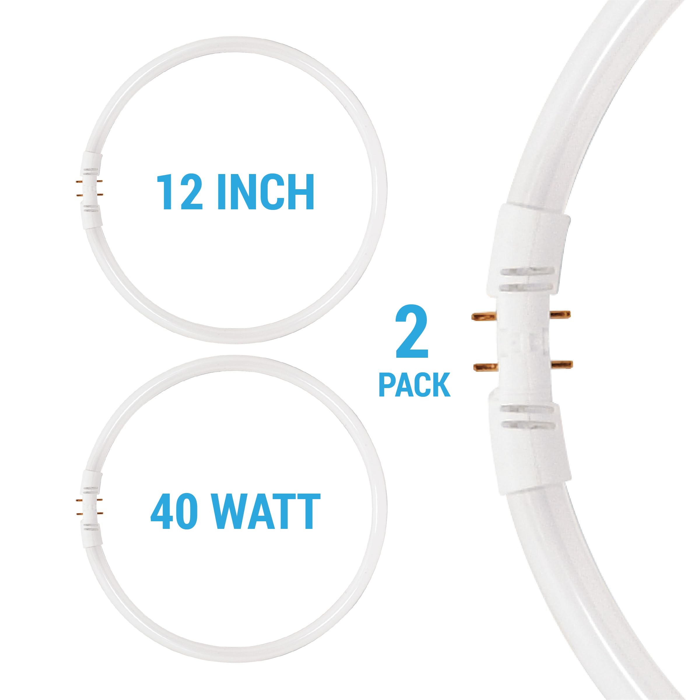 KOR T5 Fluorescent Circline Light Bulb - 40W, 3000K Warm White, 2GX13 Base, Pack of 2
