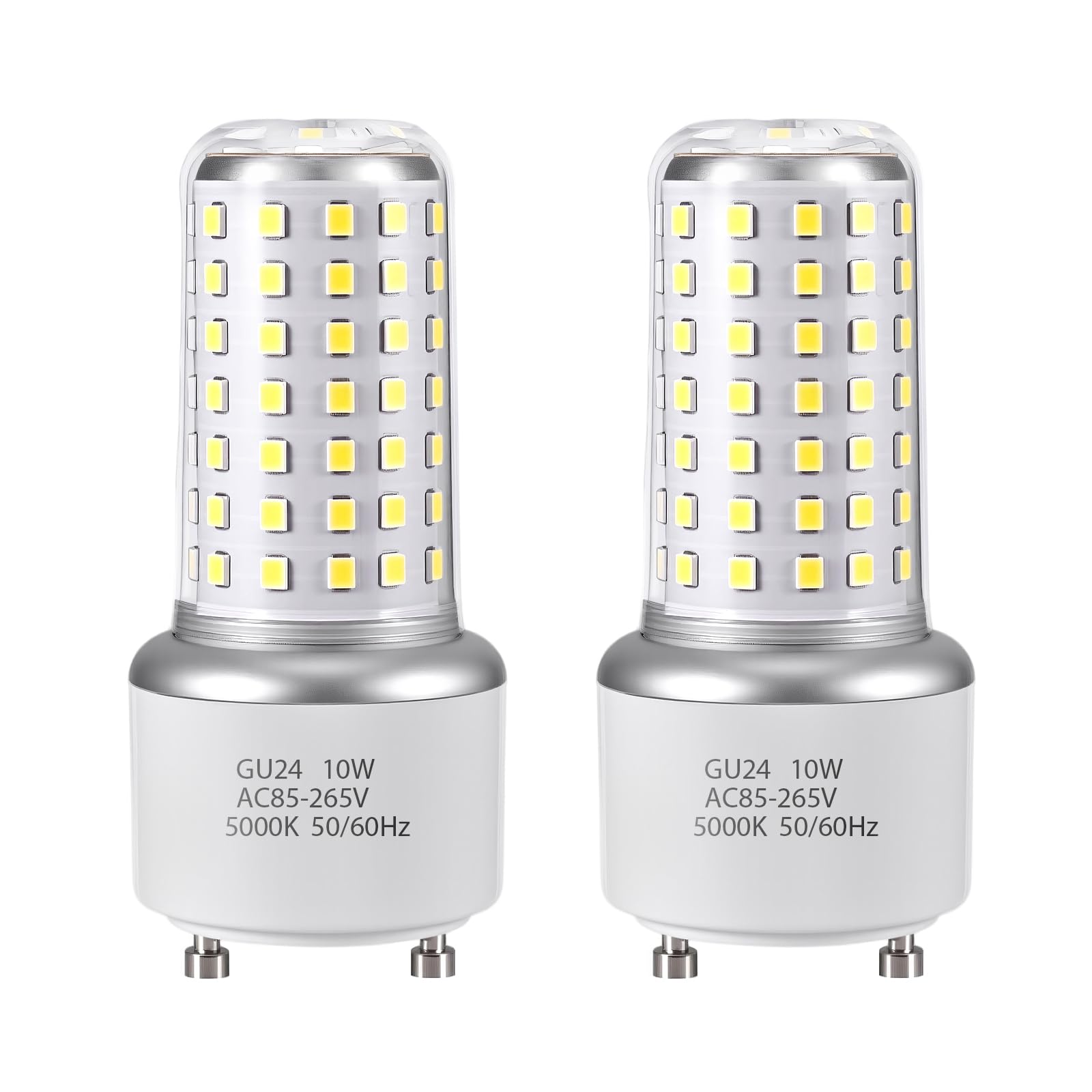 XRZT GU24 LED Light Bulb - Daylight White 5000K, Twist and Lock Base, Non-Dimmable, 2-Pack, Plastic