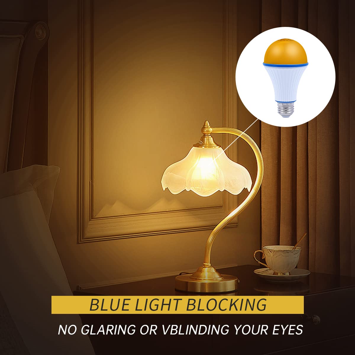 KINUR Amber Light Bulbs, Soft Warm Sleep Light, 7W-60W Equivalent, Blue Light Blocking, 1 Count, Perfect for Nursery and Healthy Sleep