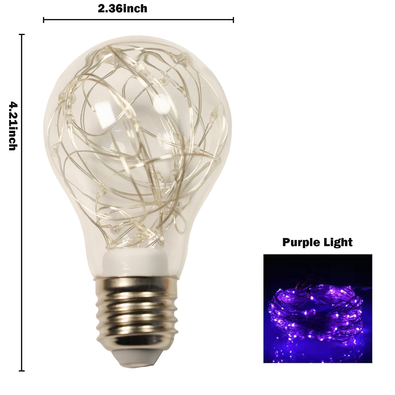 Howorr Purple Decorative Light Bulb, 2W Purple Led Fairy Light Bulbs, 15W Equivalent Cute Light Bulbs For Pendant Light Fixtures