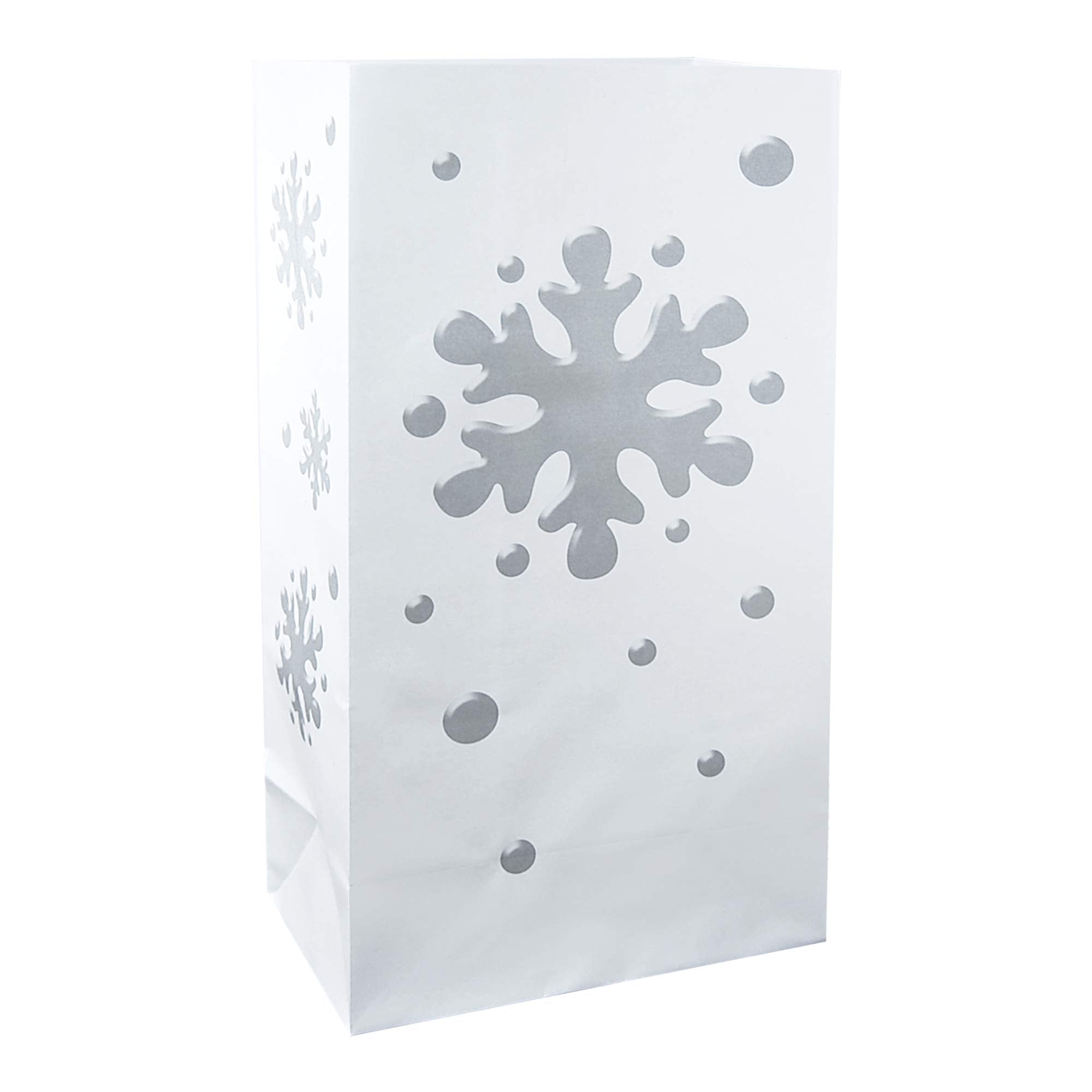 LumaBase Paper Luminaria Bags, Snowflake - Set of 24