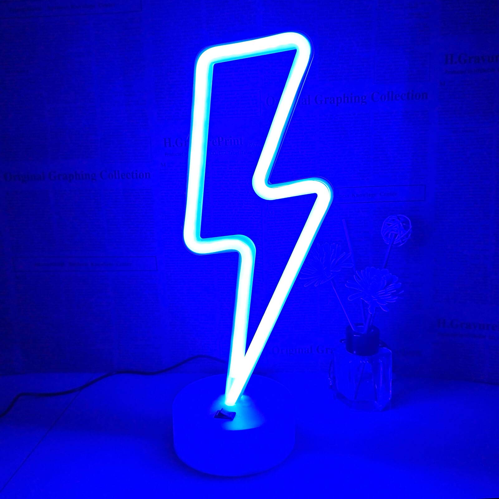 Vifulin Lightning Bolt Neon Sign - Led Room Decor For Teens, Usb/Battery, Blue, Model Qdjznhd.Z003B