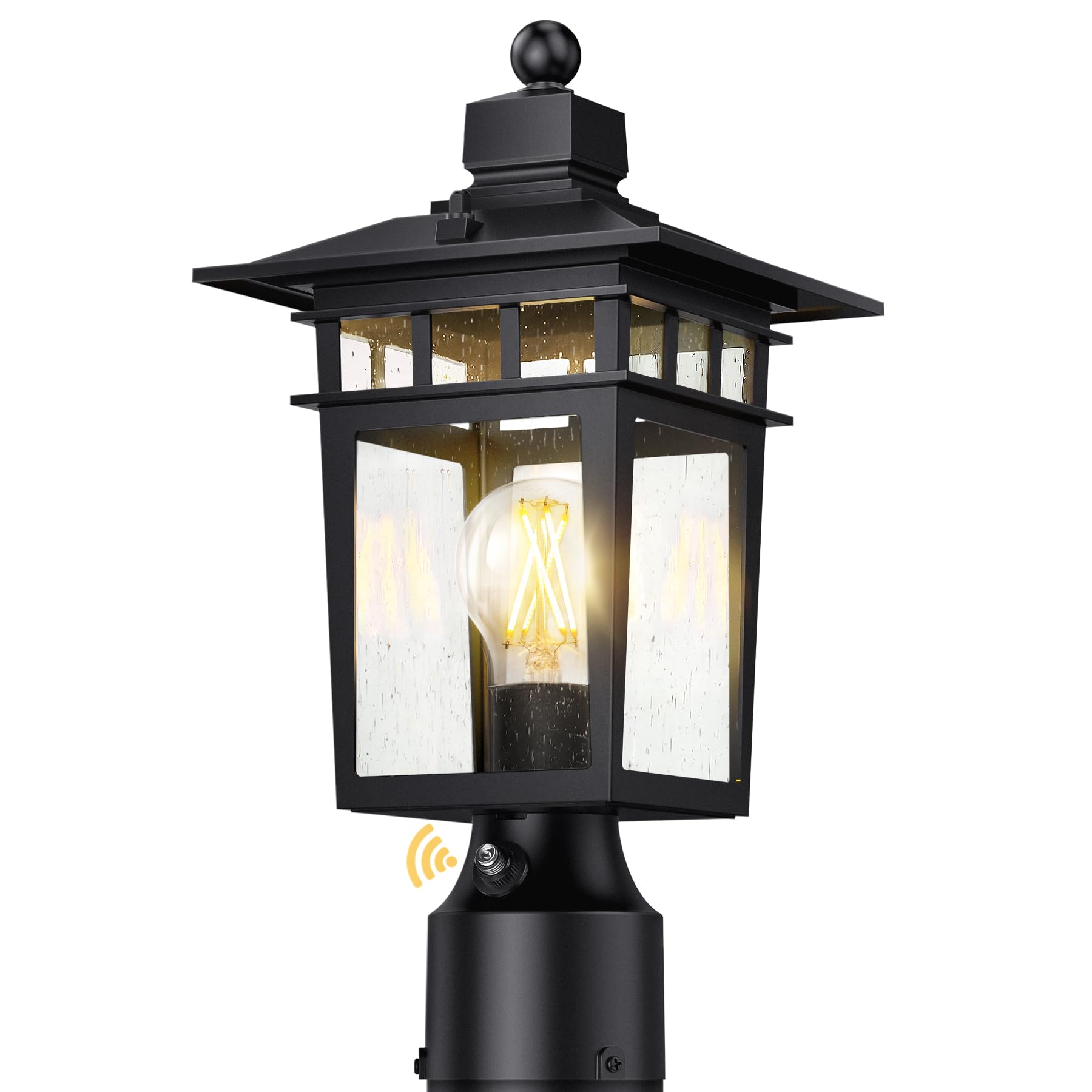 Apoto Dusk To Dawn Outdoor Post Lights Black Waterproof Lamp Post Light Fixture  Aluminum Lamp Posts Outdoor Lighting Pole Lantern For Outside Yard Patio Pathway Garden Deck  Hard Wired 1-Pack