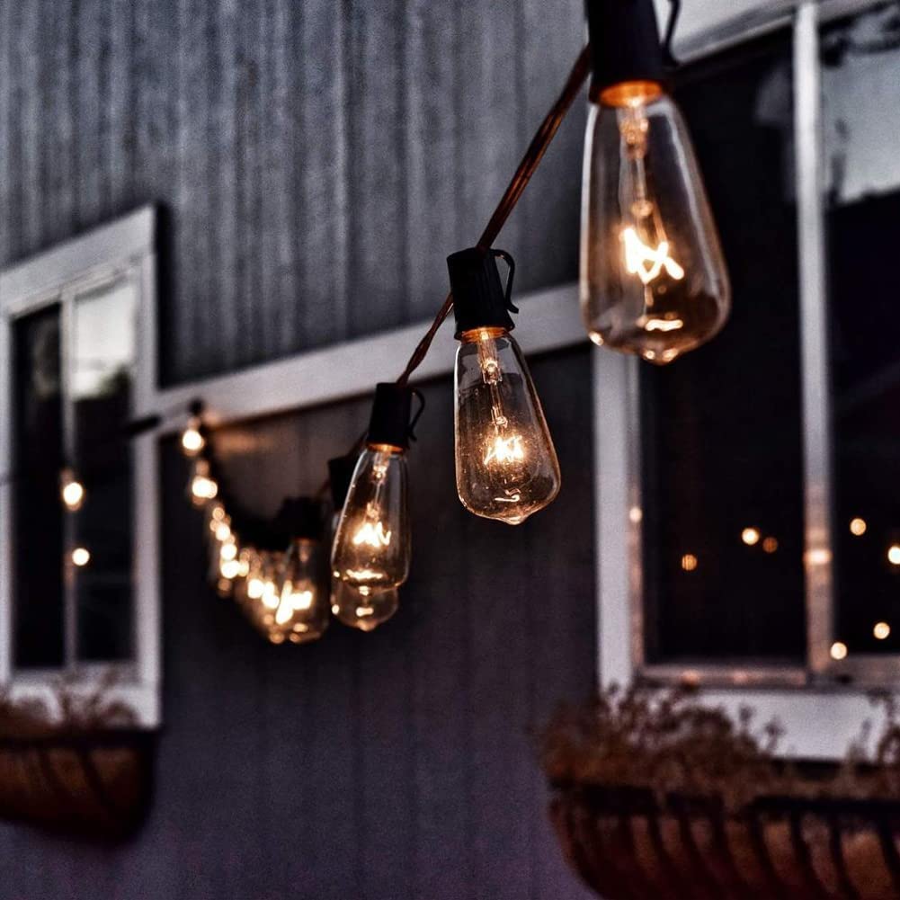 Doratale 10 Pack ST40 Clear Edison Replacement Bulbs, 7W Vintage Outdoor String Lights, Warm White, E17 Screw Base