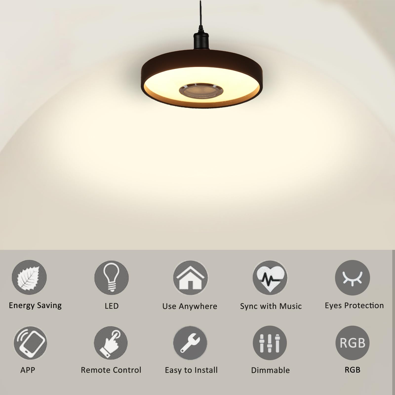 Smart Led Waterproof Shower Ceiling Light Fixture With Bluetooth Speaker,11Inch 18W,3000-6500K,Dinmmable Music Lamp Rgb Color Ch