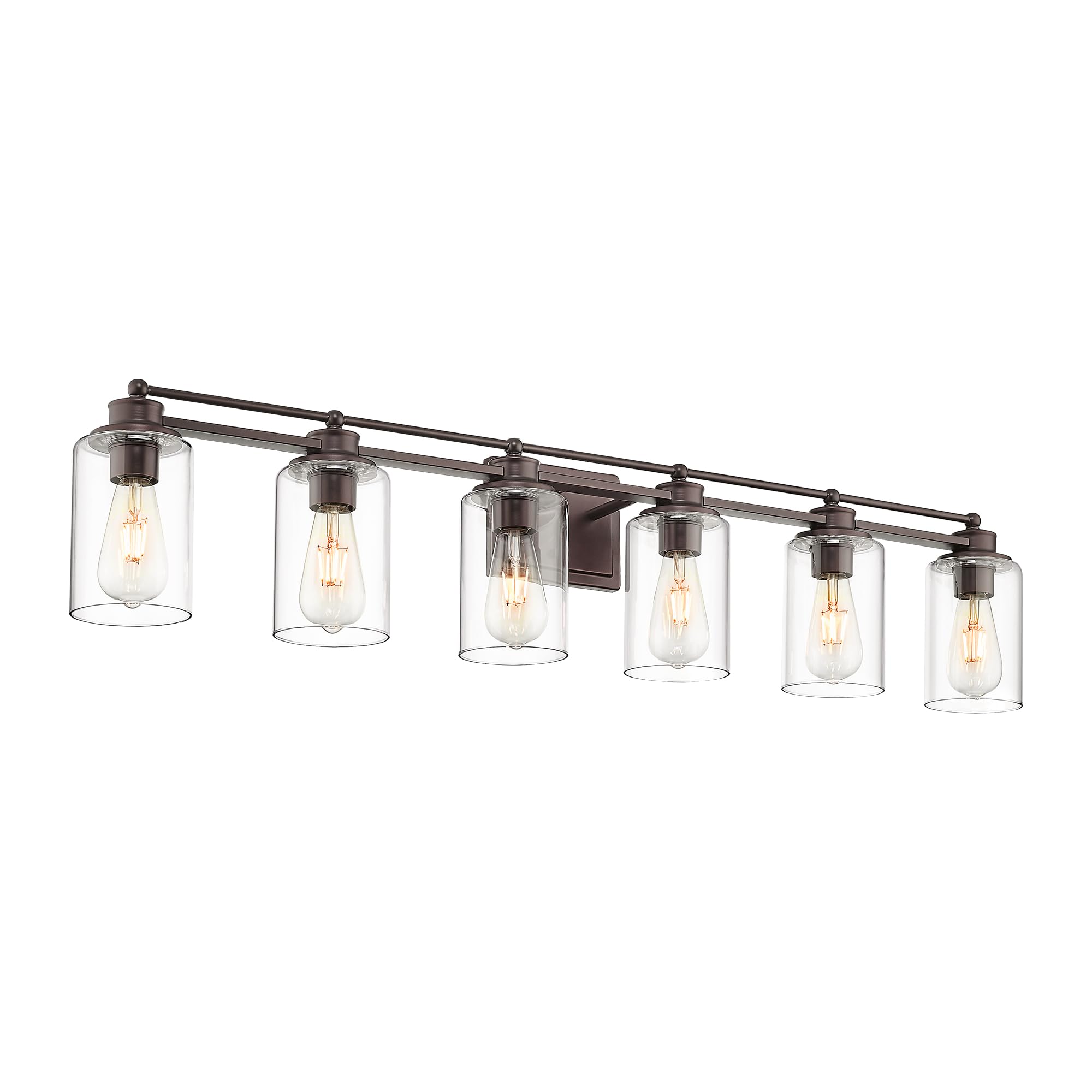Hwh Bathroom Lighting Fixtures Over Mirror 6 Light Oil-Rubbed Bronze Wall Vanity Lights With Clear Glass Shade  5Hlt63B-6W Orb