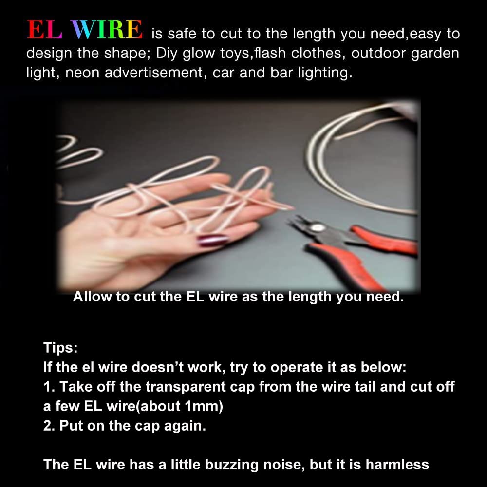El Wire 5 Pack(Red,Blue,White,Green,Pink),9Ft/2.75M Neon Light Flash Electroluminescence, Used For Diy Design, Decoration...