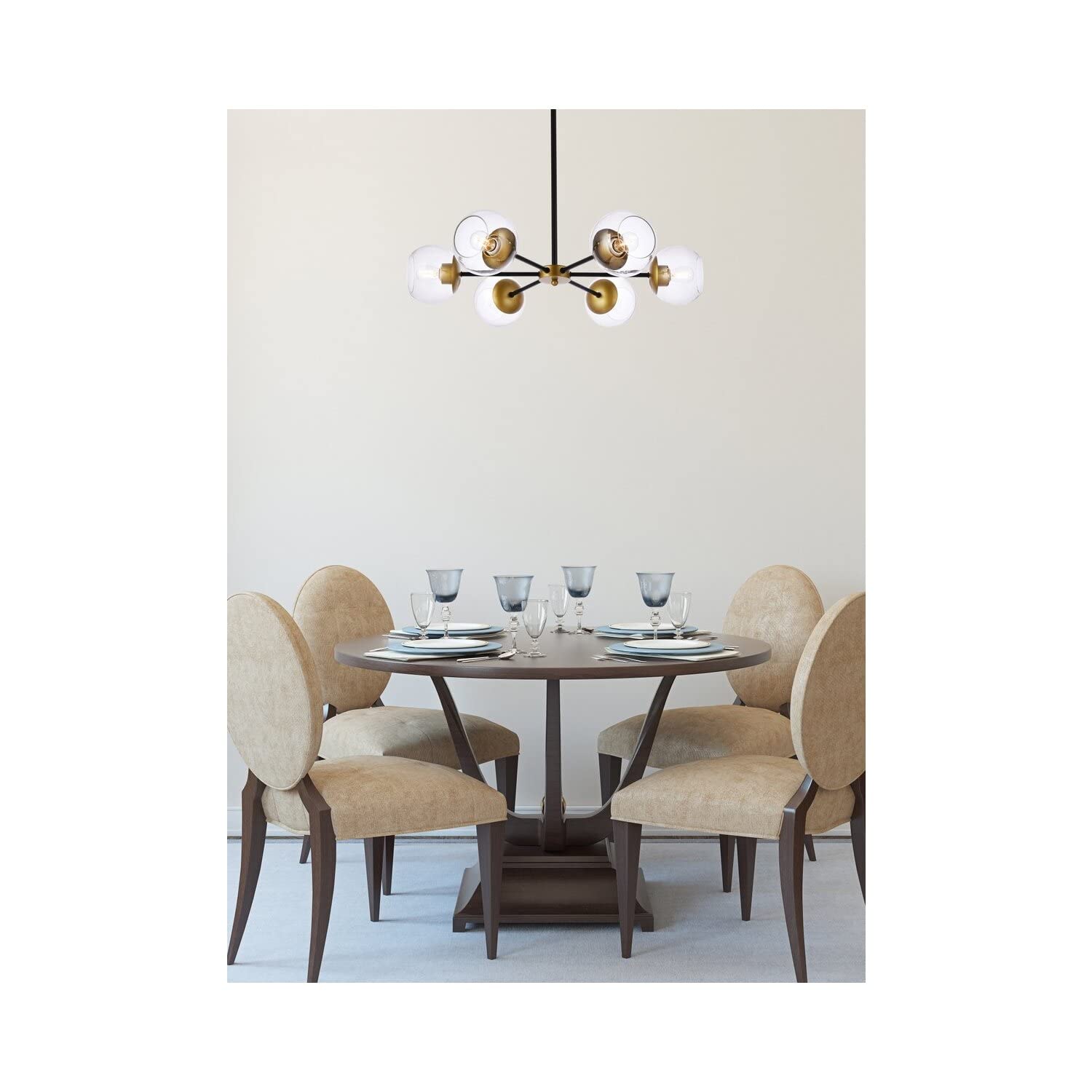 Living District Briggs 6-Light Metal Pendant with Clear Shade in Black and Brass