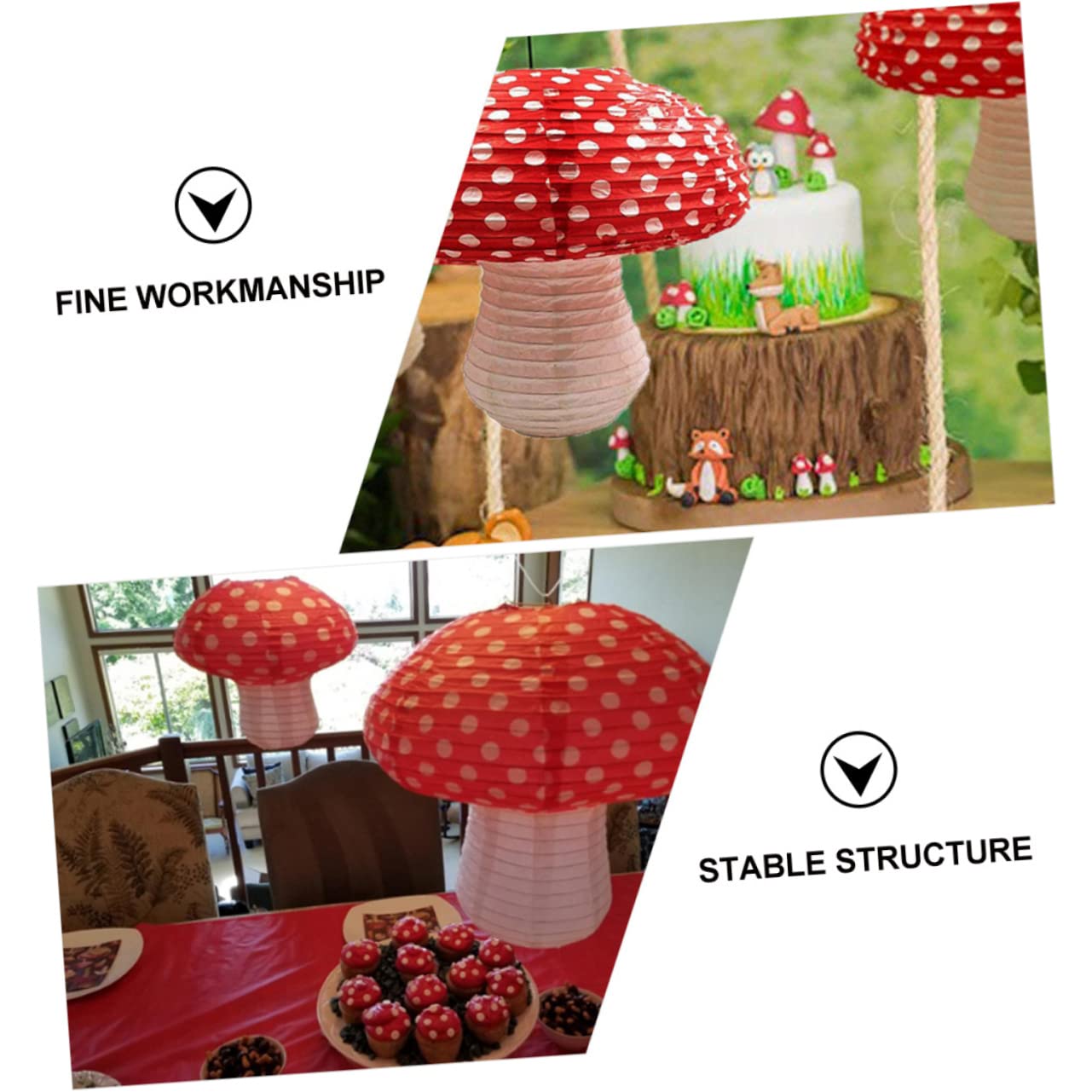 Homoyoyo Fairy-Themed Party Decorations 2 Pack Mushroom Shape Paper Lanterns for Hanging Decor